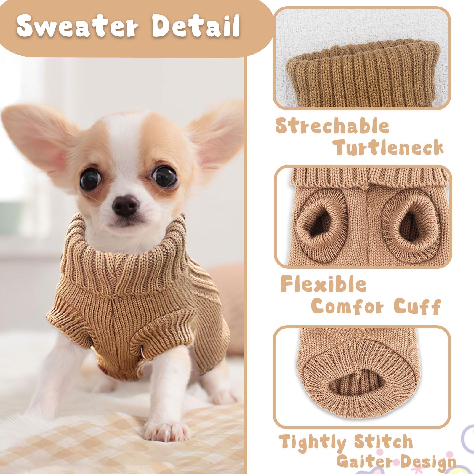 Puppy Sweater Dog Sweater For Small Dogs Autumn Winter Dog Knitted Sweaters Warm Pet Knitwear For Chihuahua Teacup Dog Yorkie (X
