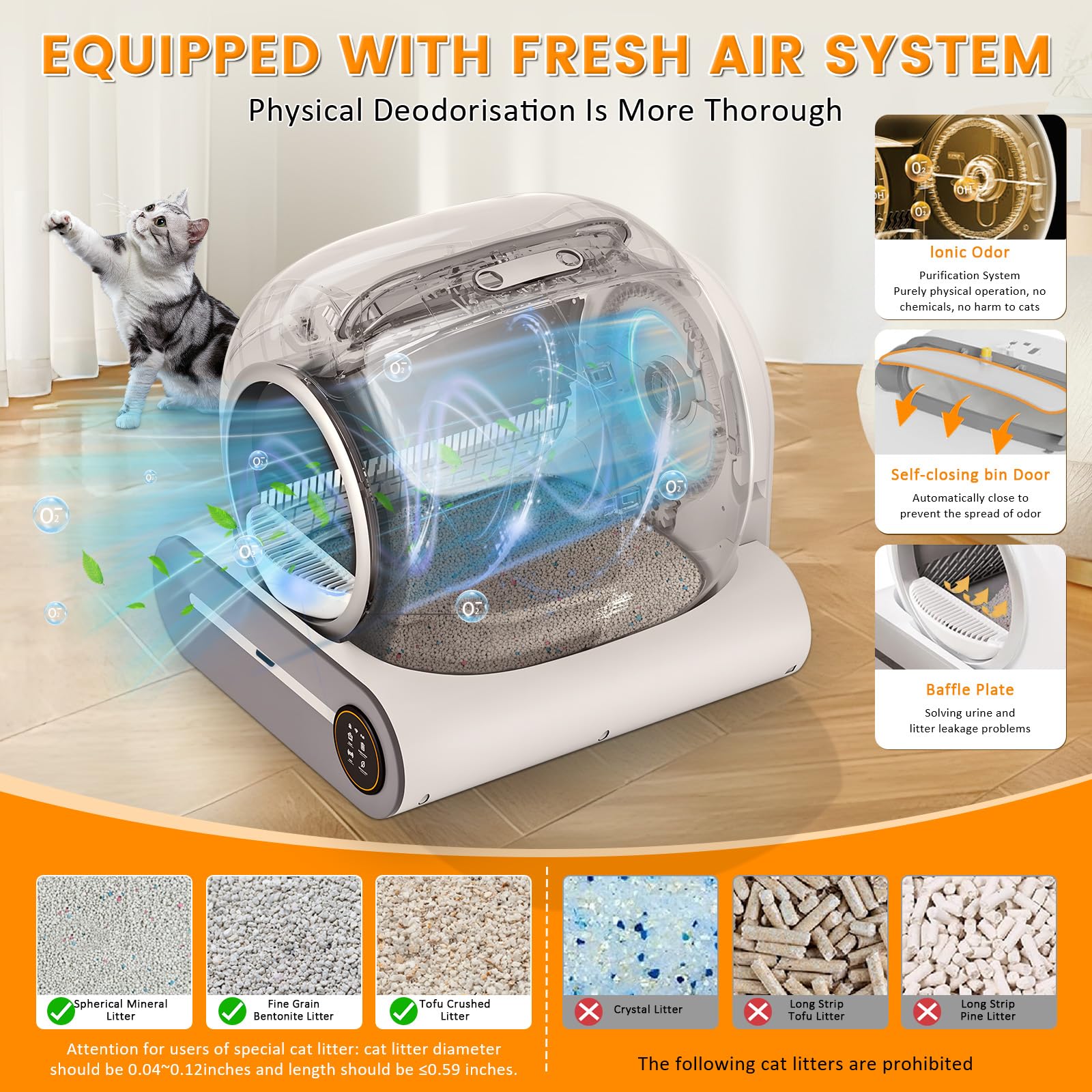 Self Cleaning Cat Litter Box, 65L+ 9 L Extra Large Robot Automatic Litter Box For Multiple Cats, App Control, Deodorization & Ne