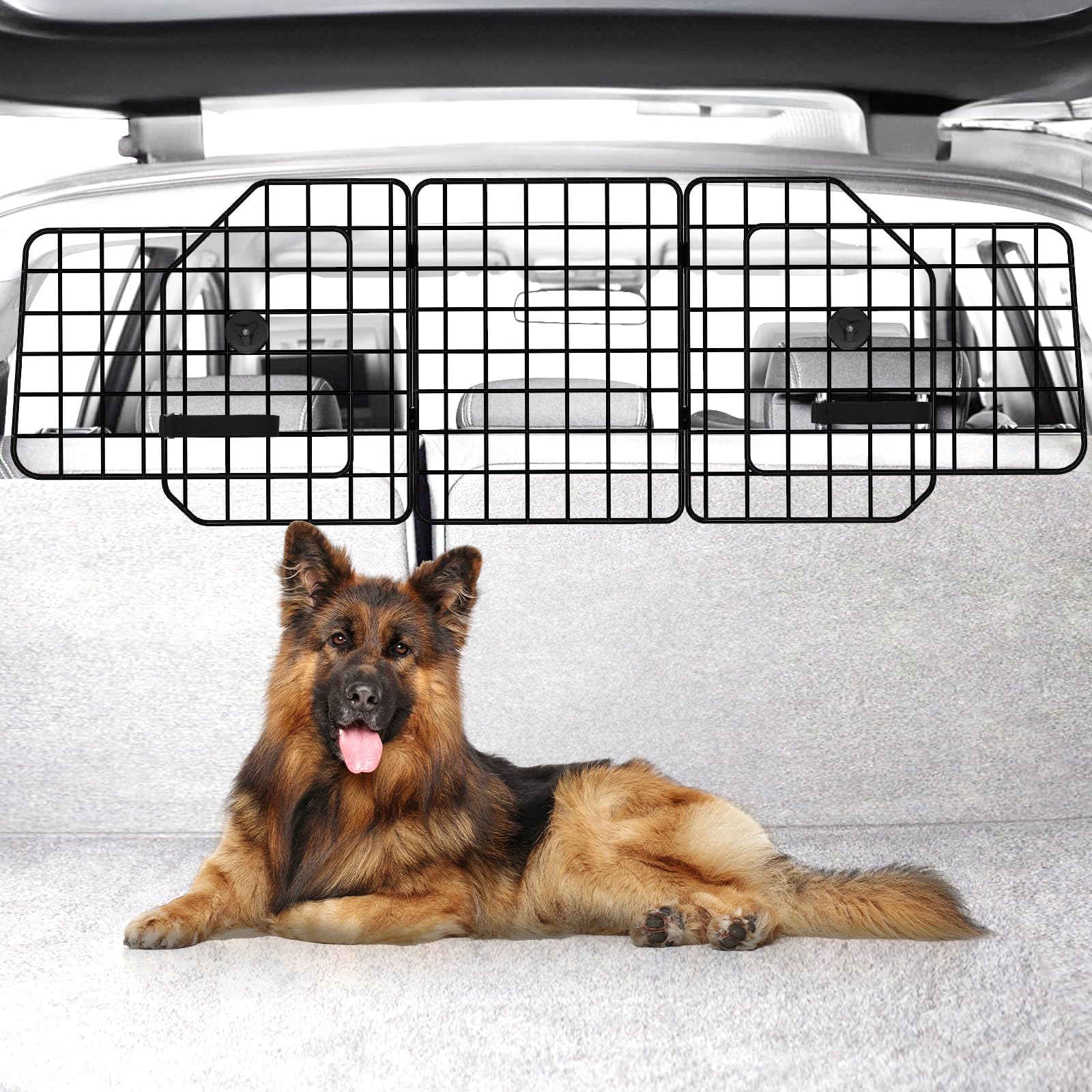 Haitral Universal-Fit Dog Barrier, Adjustable Suv/Car/Truck Divider, Heavy-Duty Wire Mesh Pet Guard, Back Seat Separator, Safety