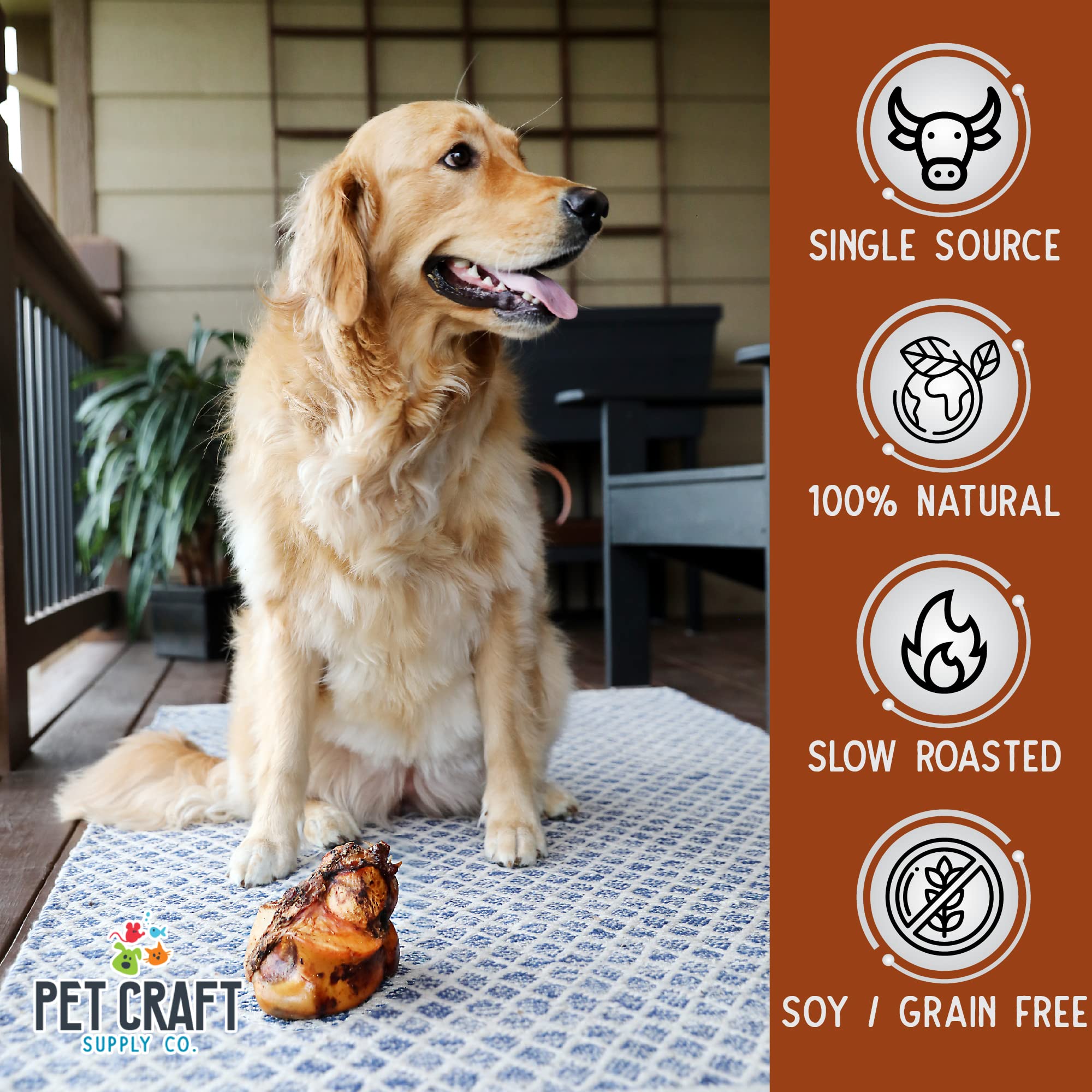 Pet Craft Supply ALL Natural Healthy Buffalo Femur Center Knuckle Bones Dog Chews Treats for Aggressive Chewers Long Lasting Raw