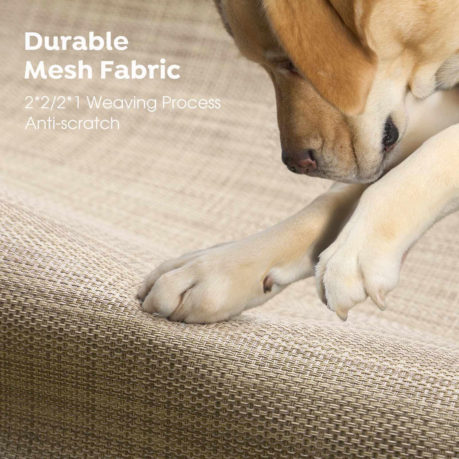 Veehoo Elevated Dog Bed, Outdoor Raised Dog Cots Bed For Large Dogs, Cooling Camping Elevated Pet Bed With Slope Headrest For Indoor And Outdoor, Washable Breathable, X-Large, Beige Coffee, Cwc2204