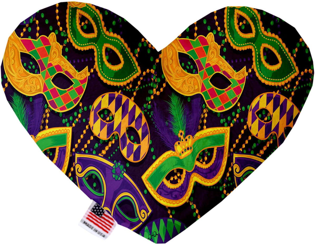 Pet and Dog Plush Heart or Bone Toy, &quot;Mardi Gras Group&quot; (Available in different sizes, and 10 different pattern options!) MardiGras Masquerade 6&quot; Plush Heart