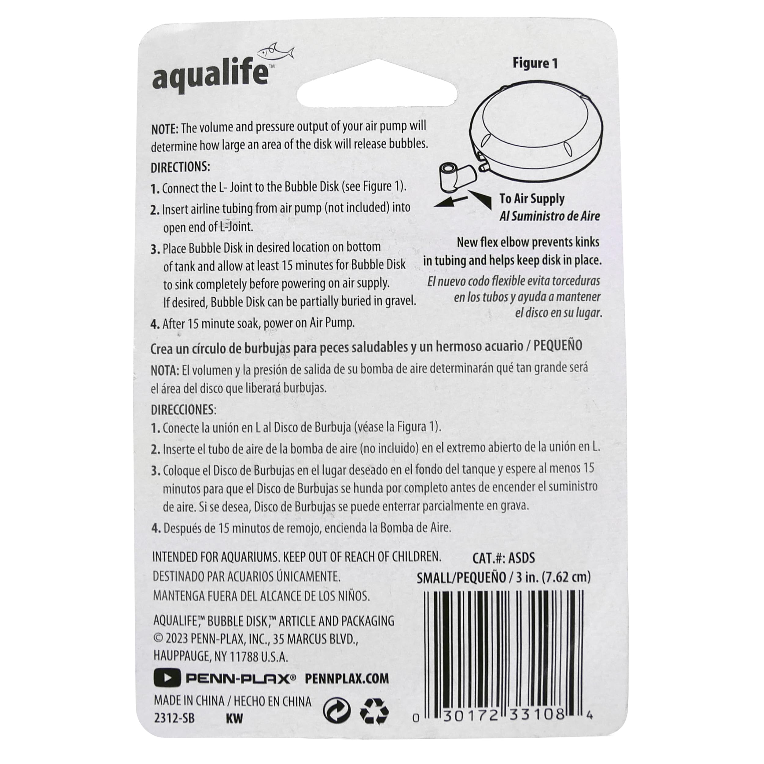 Penn-Plax Aquarium Bubble Disk Aerator - Air Pump Accessories – For Fish Tanks (Small)