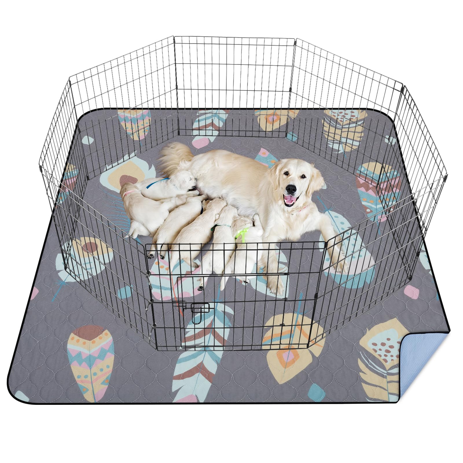 Loobani Washable Pee Pads For Dogs, 1 Pack Ultra-Absorbent And Leak-Proof Whelping Pads, Non-Slip Reusable Puppy Pads, Waterproo