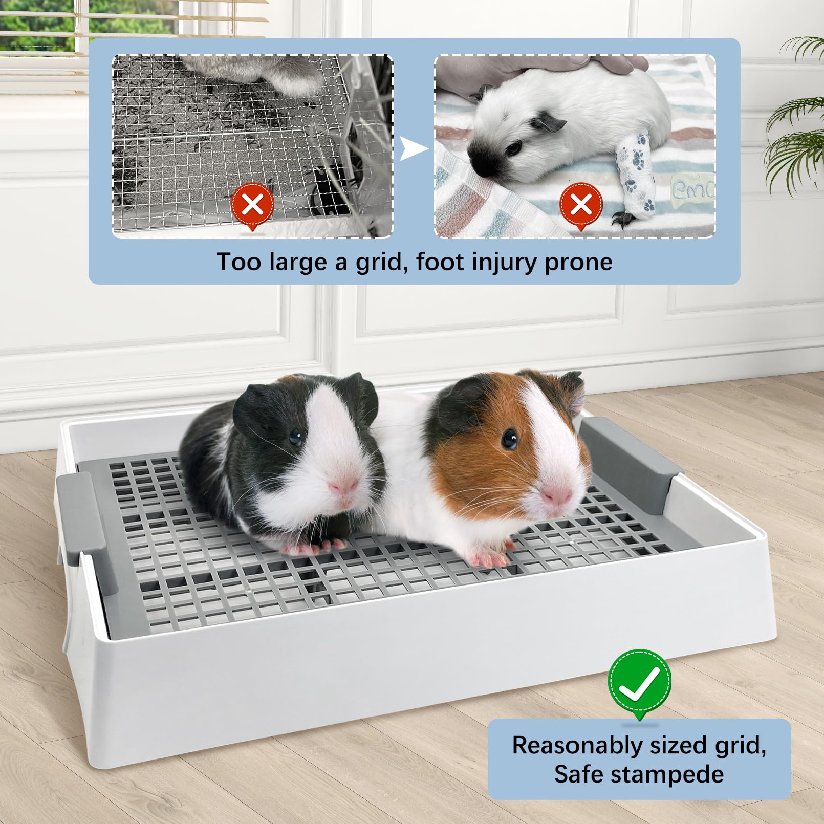 Tfwadmx Rabbit Large Litter Box 16'' X 12'' Bunny Litter Pan Guinea Pig Litter Tray With Grate For Rabbit Hamster Ferret Rats Gu