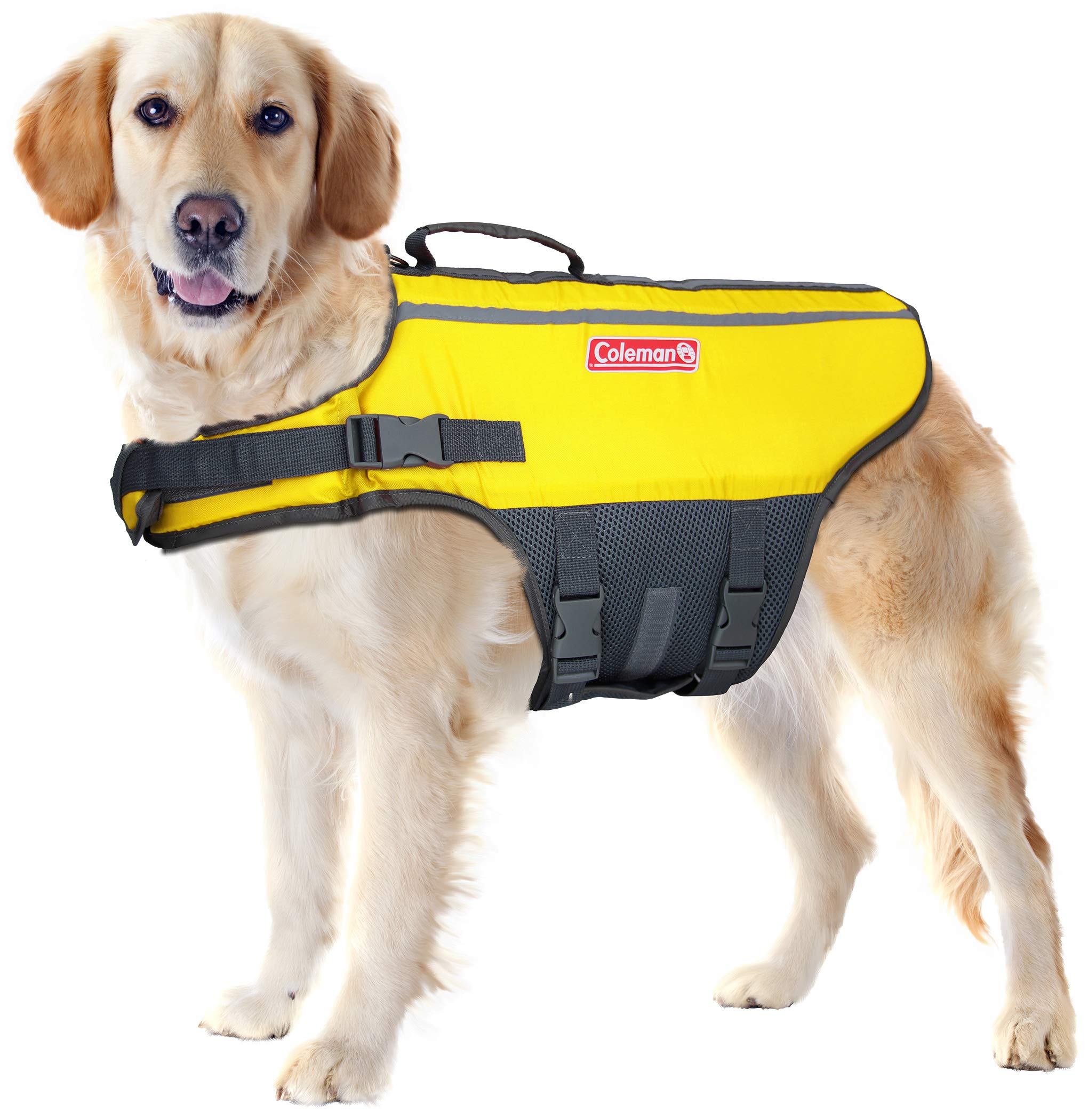 Coleman High Visibility Lifejacket for Small to Large Dogs, Yellow, Size Large / 6'' x 17'' x 5'''