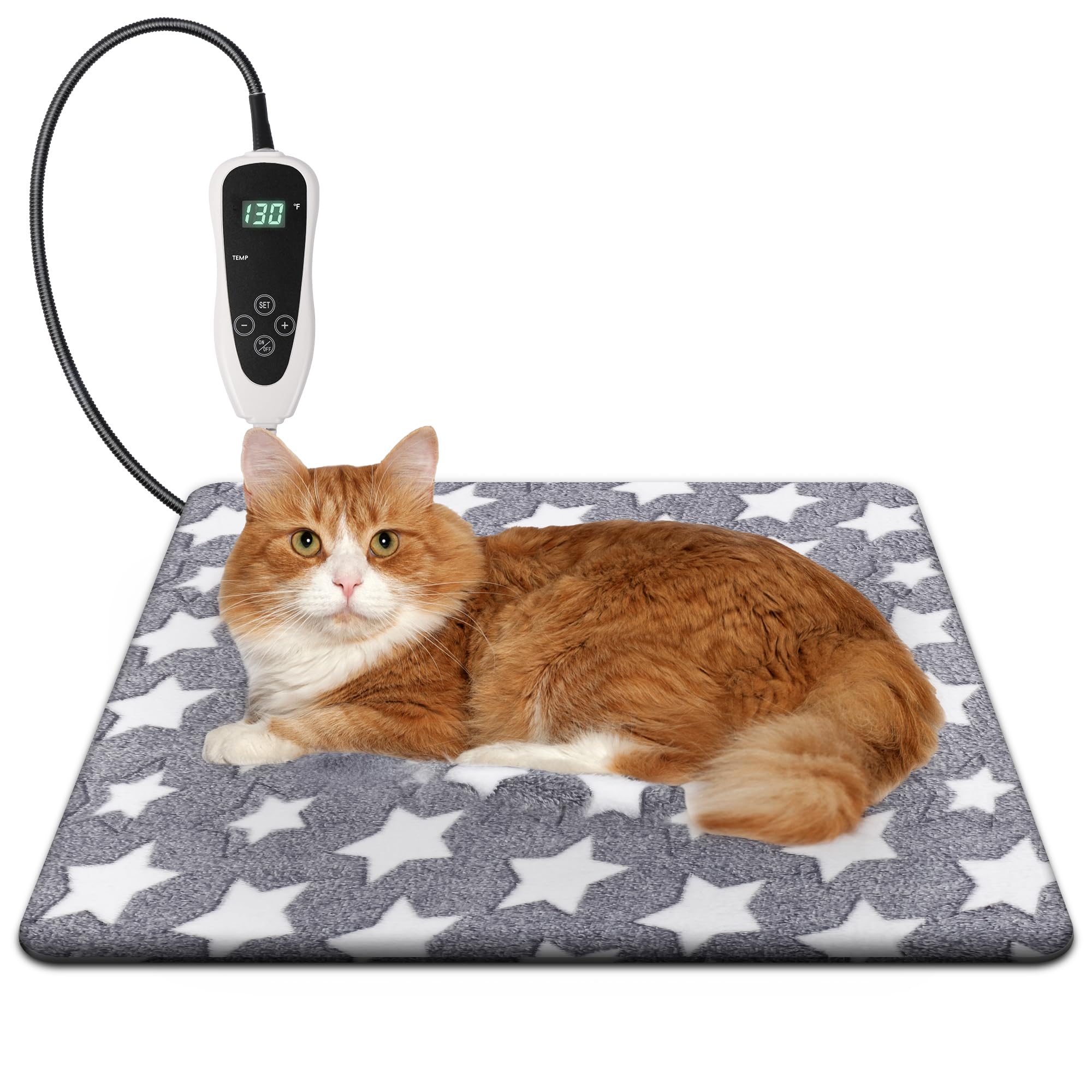 Newget Cat Heating Pad, Waterproof Pet Heating Pad For Cat Dog Outdoor, 11 Adjustable Temperature Cat Warming Bed Mat With Timer