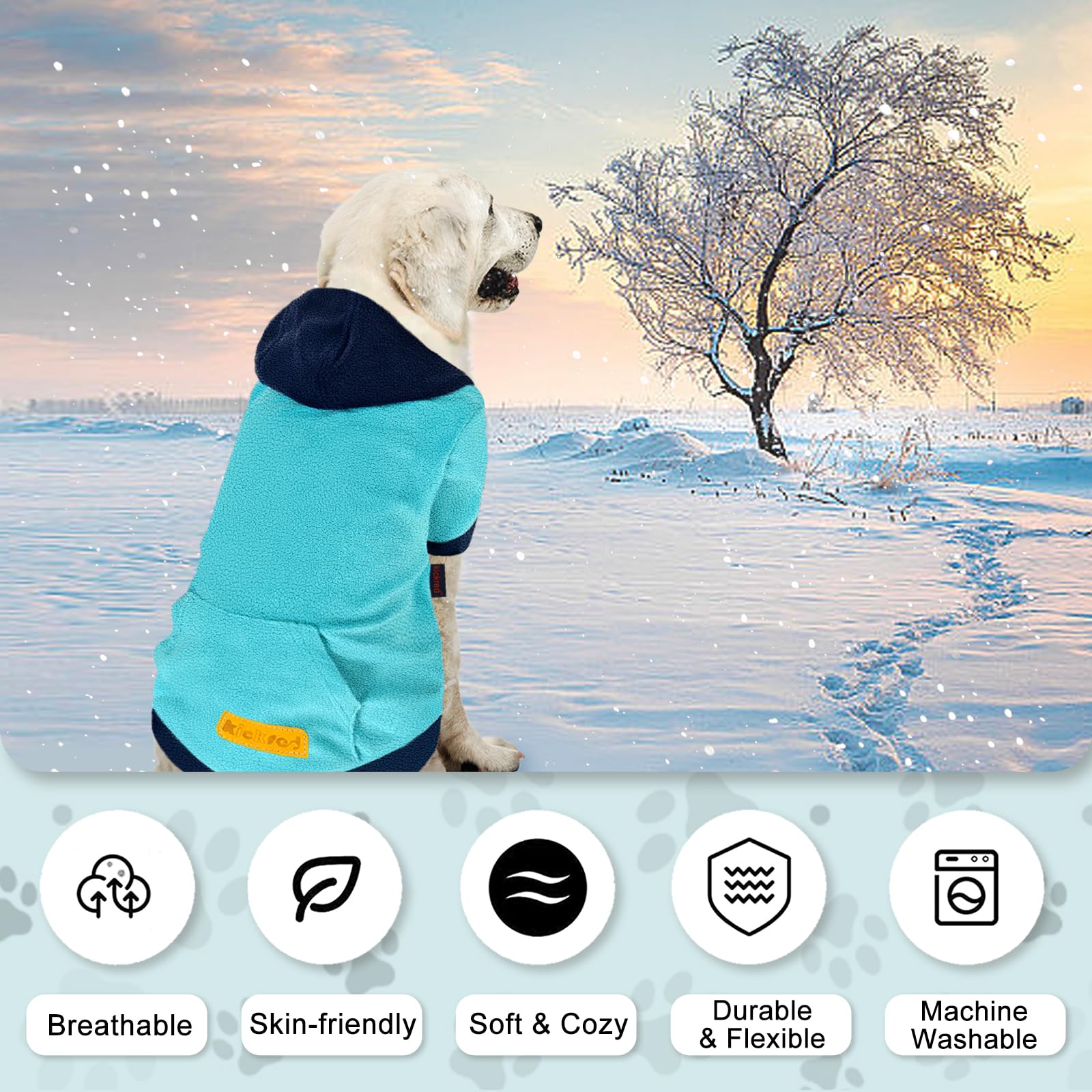 Kickred Dog Hoodie Sweatshirts, Fleece Warm Sweater For Dogs, Pet Warm Sweatshirt, Granular Velvet Sweater With Hat And Leash Ho