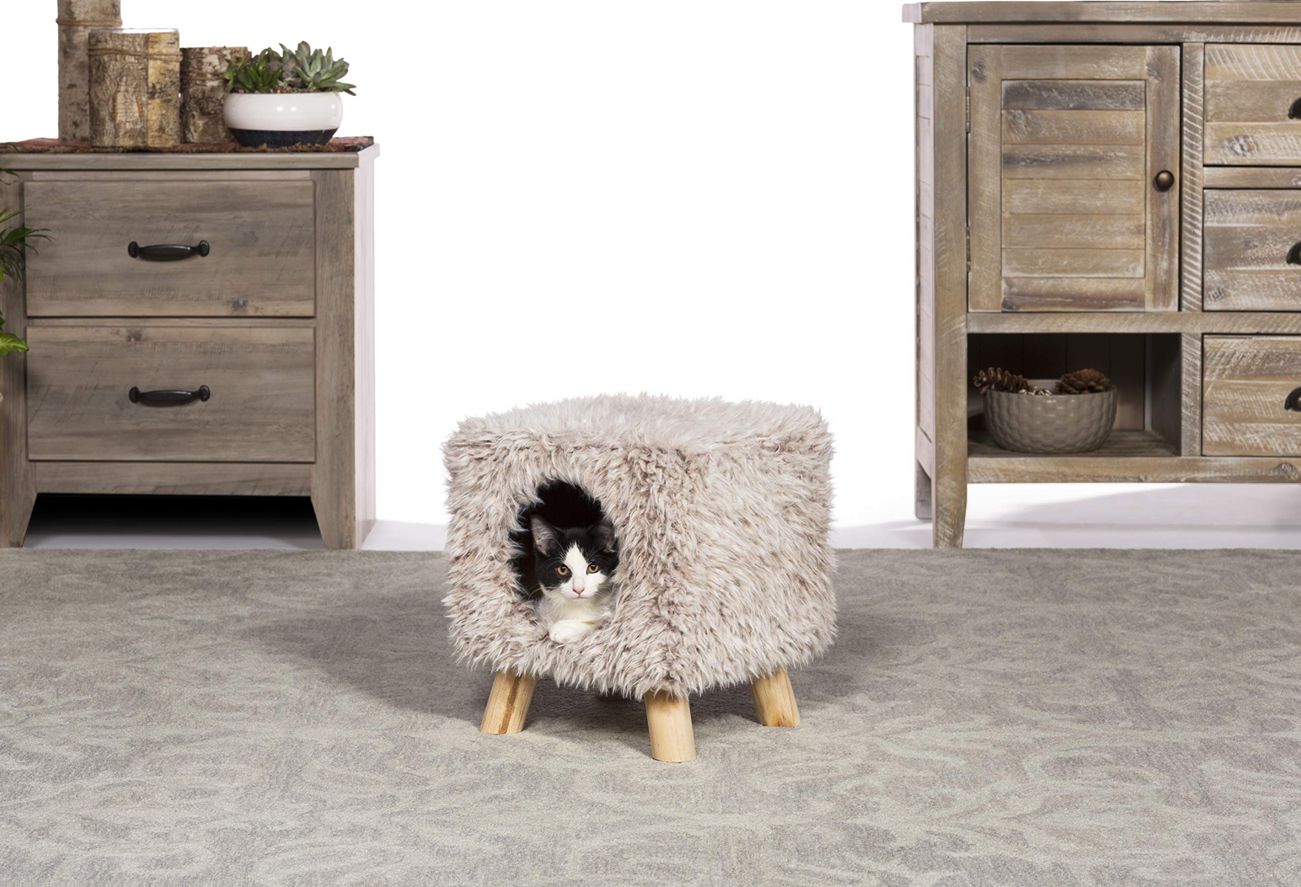 PH Prevue Hendryx Kitty Power Paws Cozy Cube Furniture, One Size, Frost Tan, Model 7380