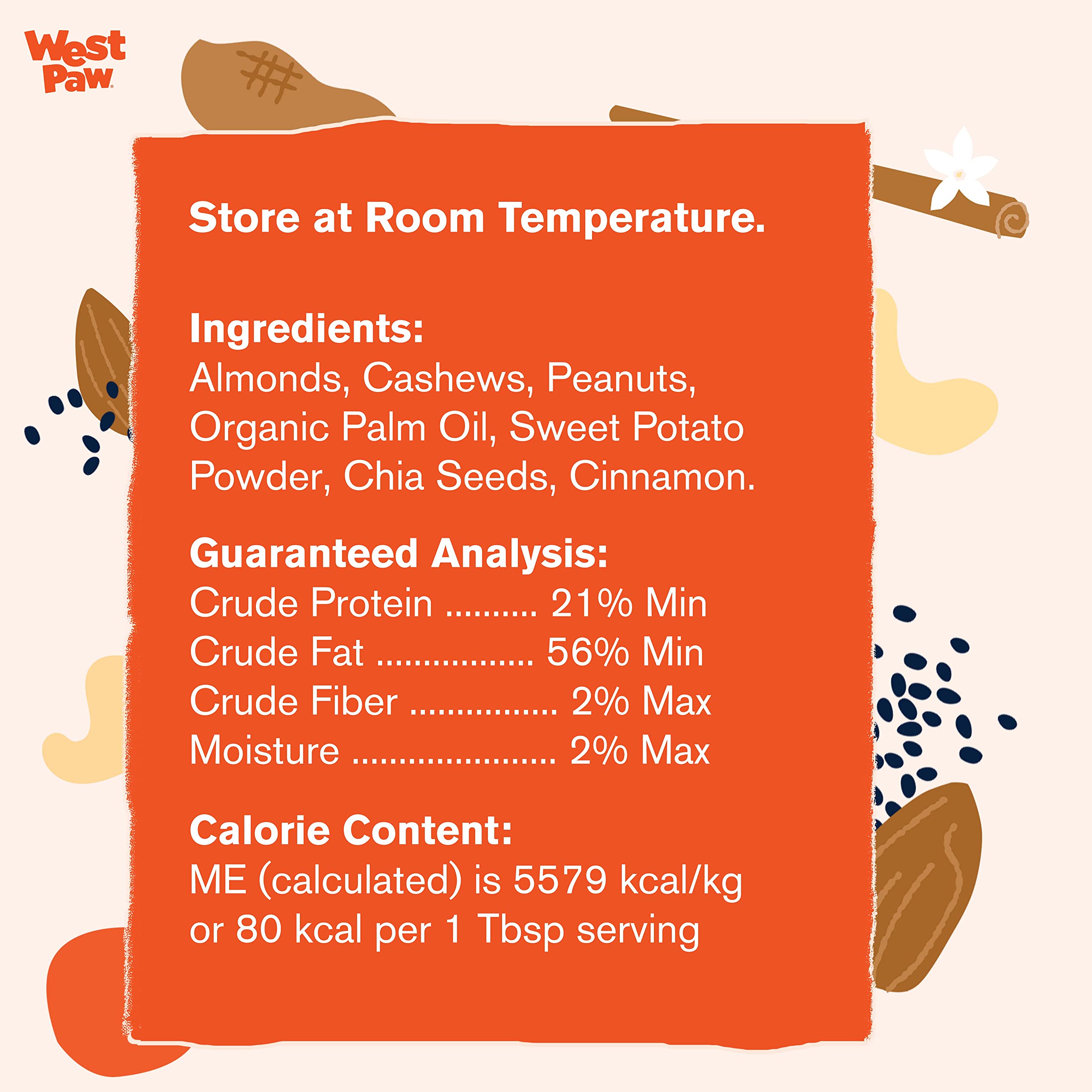 WEST PAW Creamy Treats Nut Butter, Sweet Potato, Chia Seed 6.2 Oz
