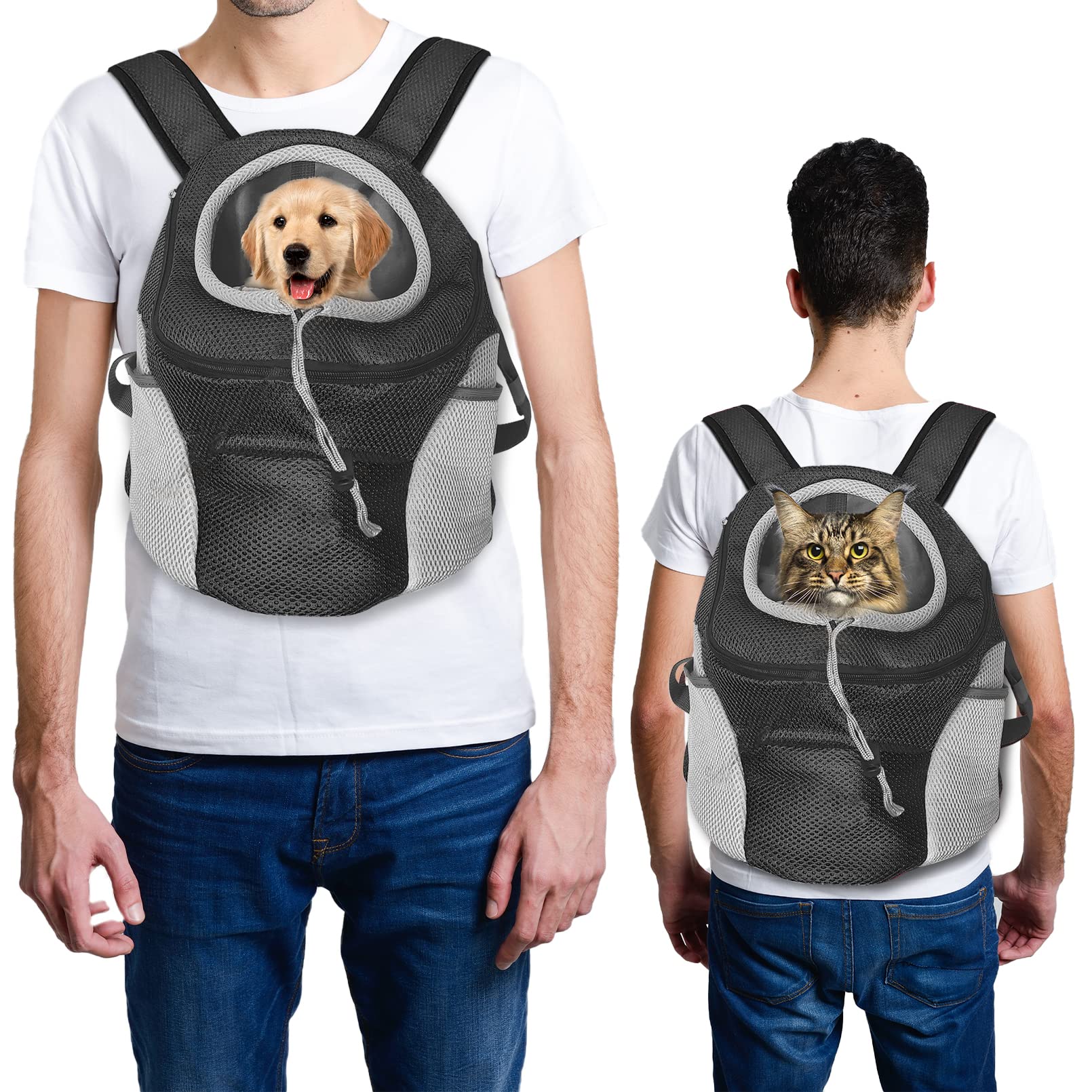 Fhiny Dog Carrier Backpack, Comfortable Doggy Front Backpack Pet Puppy Carrier Travel Pack With Breathable Head Out Design And Padded Shoulder For Walking Biking Hiking Camping Outdoor