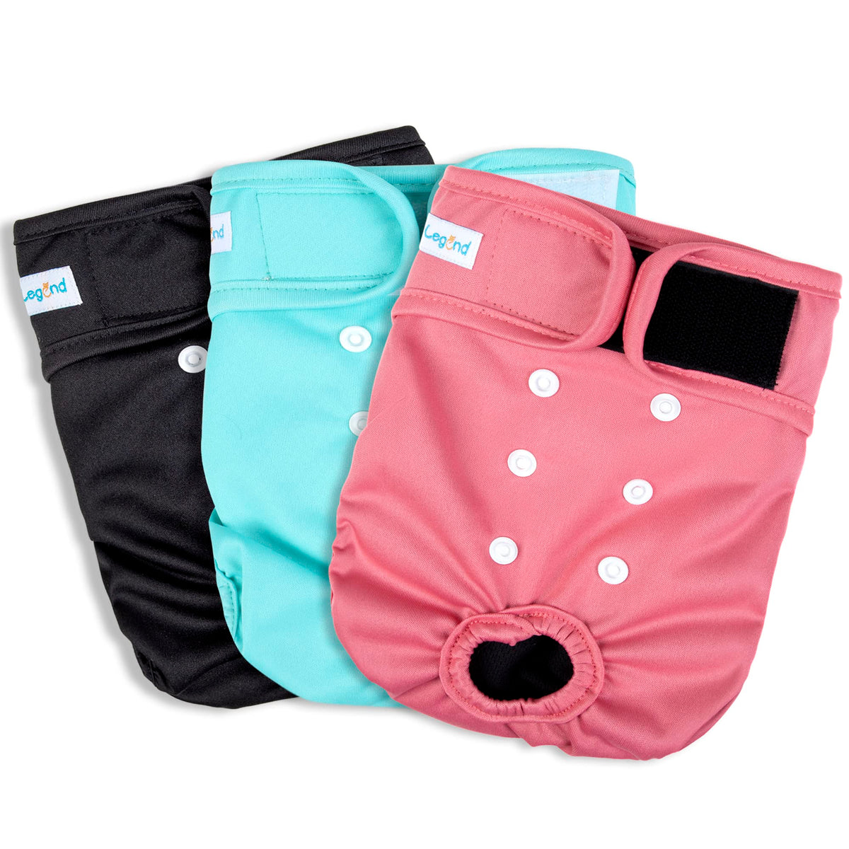 Paw Legend Washable Reusable Female Dog Diapers - No Leak Doggie Diapers For Heat Cycle (3 Pack,Large)