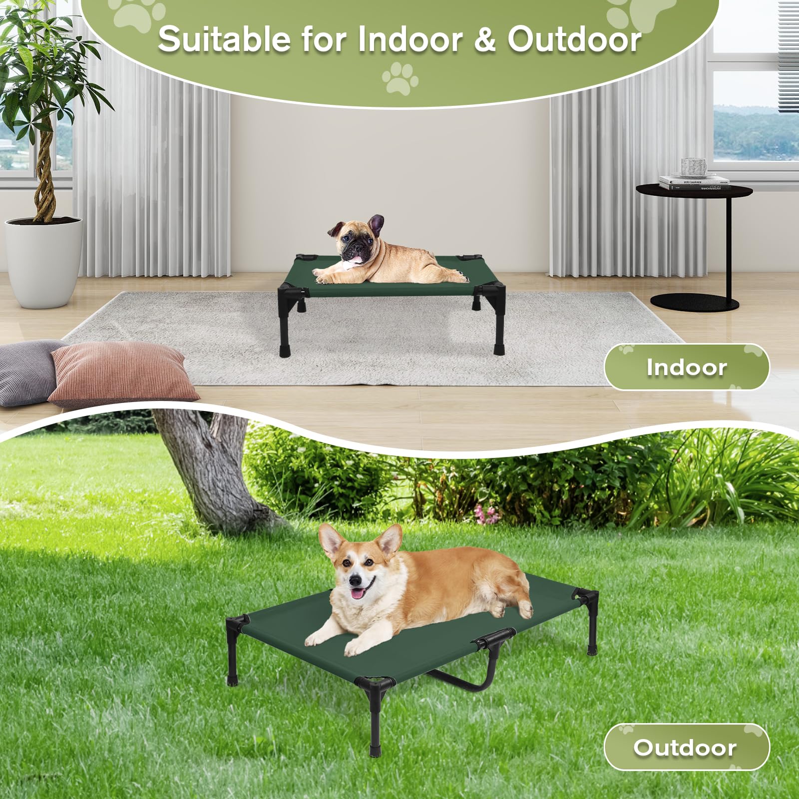 Outdoor Elevated Dog Bed 22 Inch, Cooling Raised Dog Beds For Small Dogs, Portable Puppy Cot With Breathable Mesh, Travel Lifted