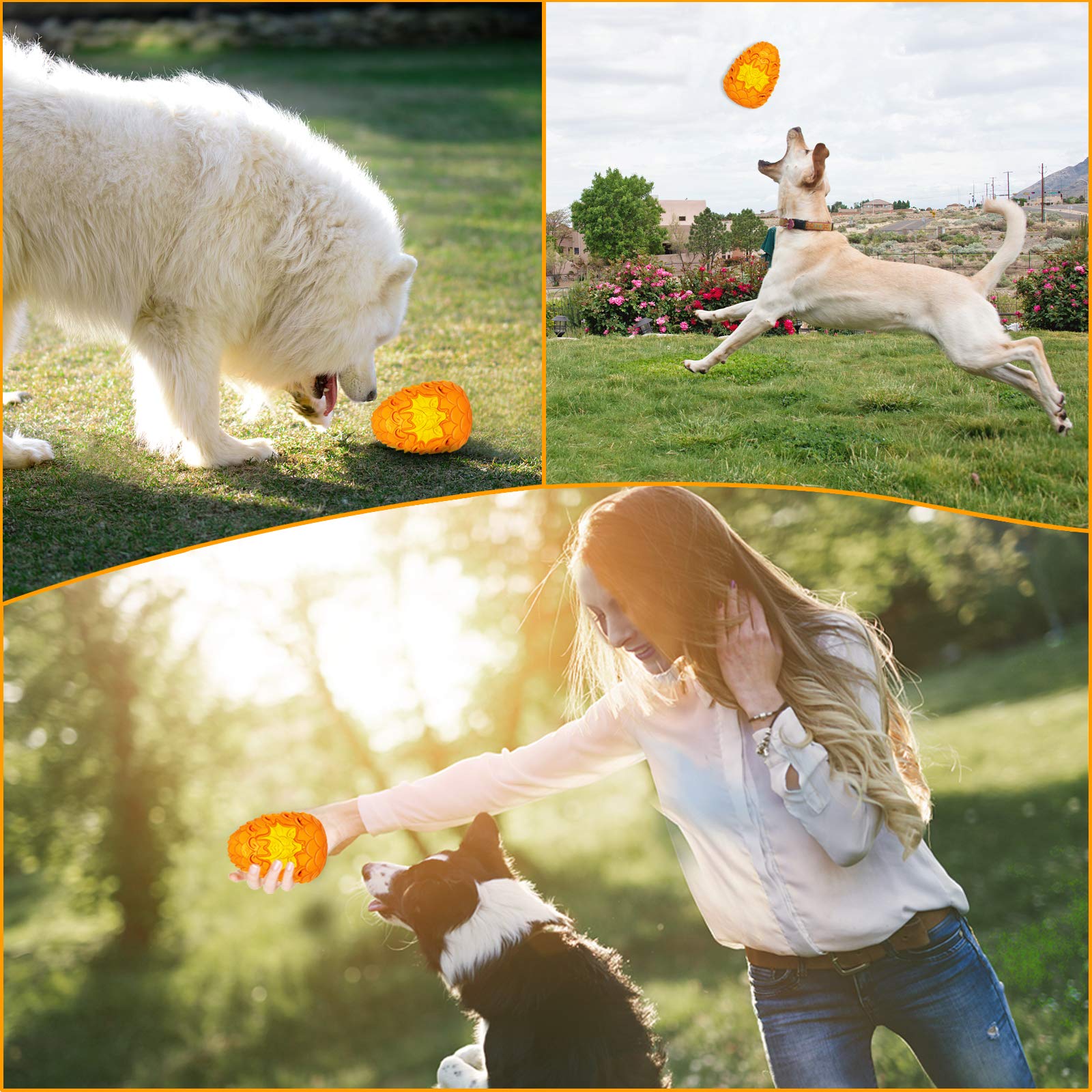 M.C.works Dragon Egg Dog Chew Toy, Indestructible Natural Rubber, Large Size, Orange for Aggressive Chewers, 5.5'' OR