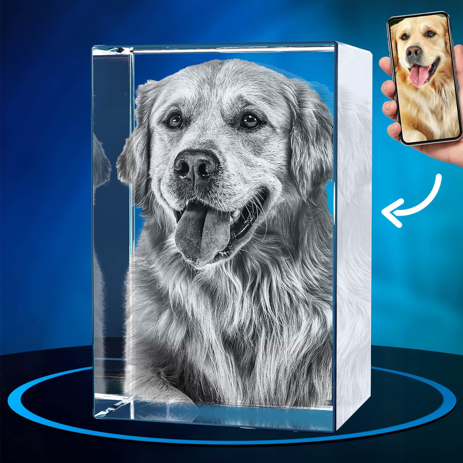 Artpix 3D Crystal Photo, Personalized Dog Memorial Gifts With Your Own Photo For Dog Lovers, Pet Owners, 3D Laser Etched Picture