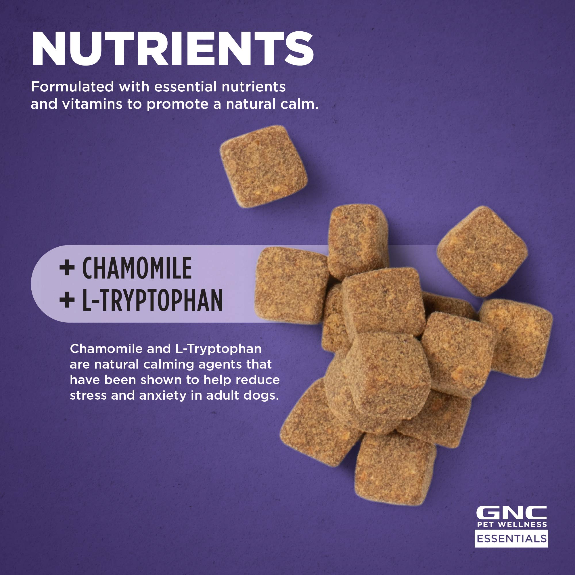 GNC Pets Essentials Calming Soft Chew Dog Supplements, Anxiety Relief Dog Calming Chews in Bacon Flavor for Adult Dogs & Puppies