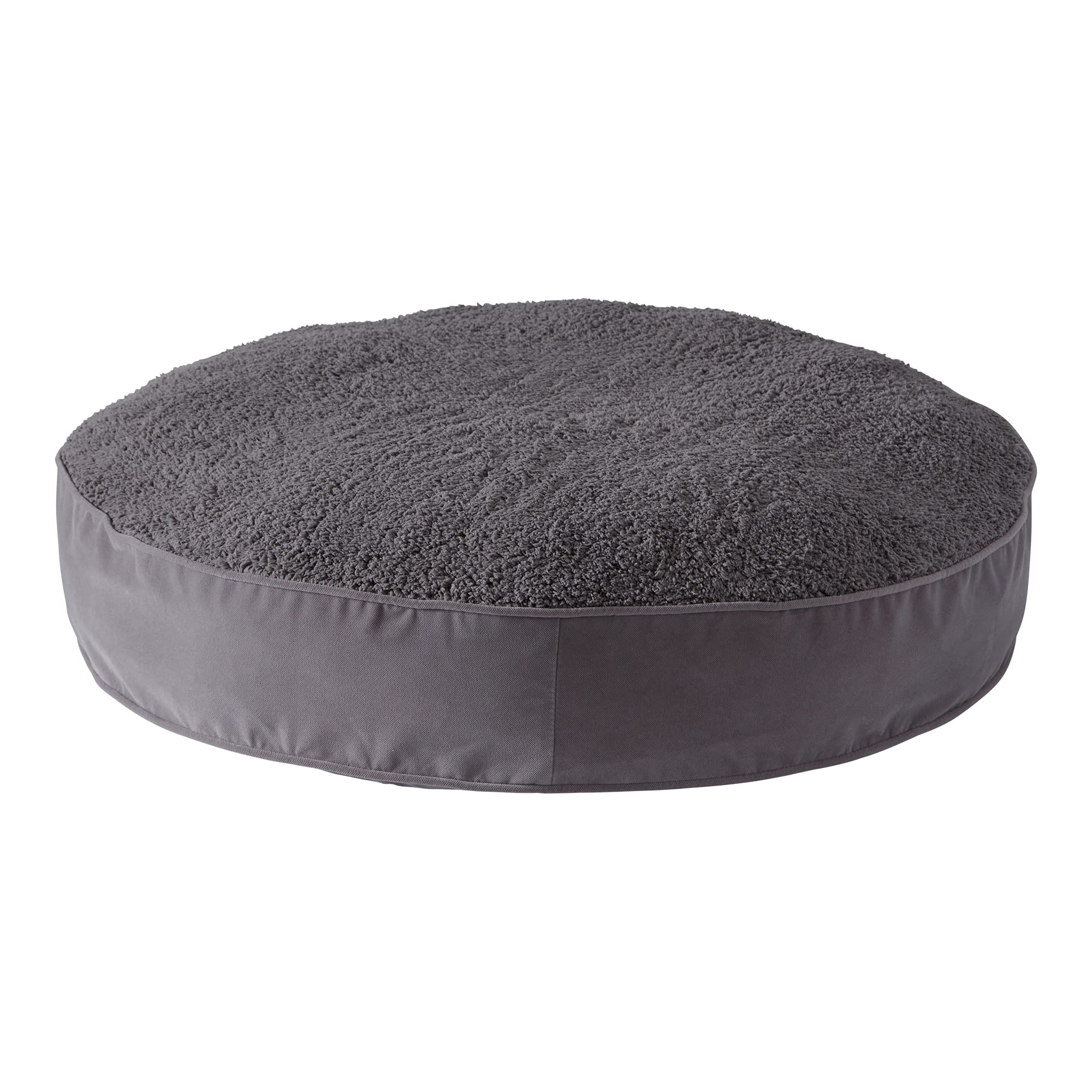 Happy Hounds Scout Deluxe Round Pillow Style Sherpa Dog Bed, Large (42 X 42 In.), Pewter