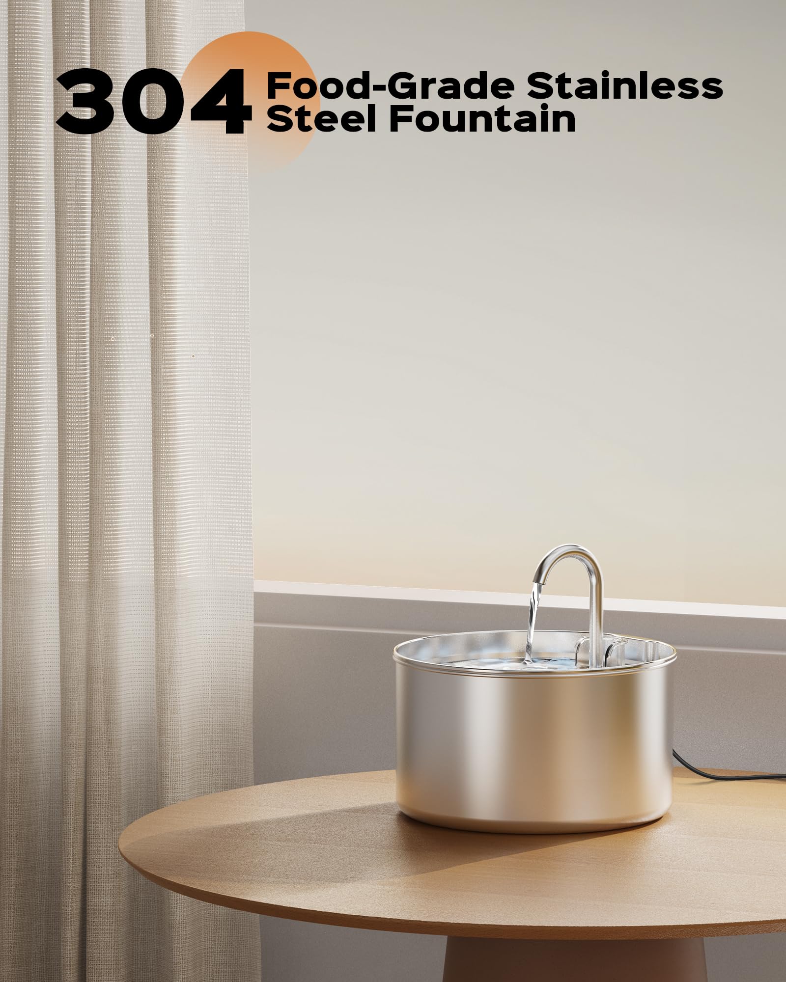 Cat Water Fountain Stainless Steel: Pet Water Fountains Indoor Metal Automatic Cat/Dog Waterer Bowls Faucet Bottle Watering Pets 24/7 Running Water Dispenser For Drinking