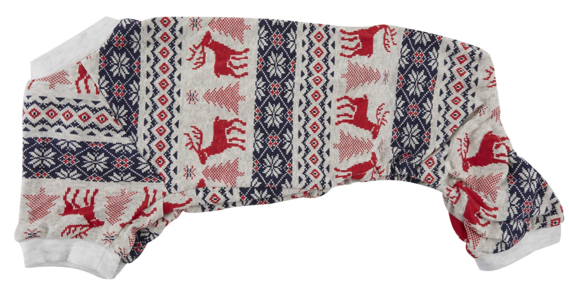 Lanyarco Xmas Grey Red Clothes Cotton Pet Dog Pajamas Jumpshit For Pets Dog Pajamas 16' Medium