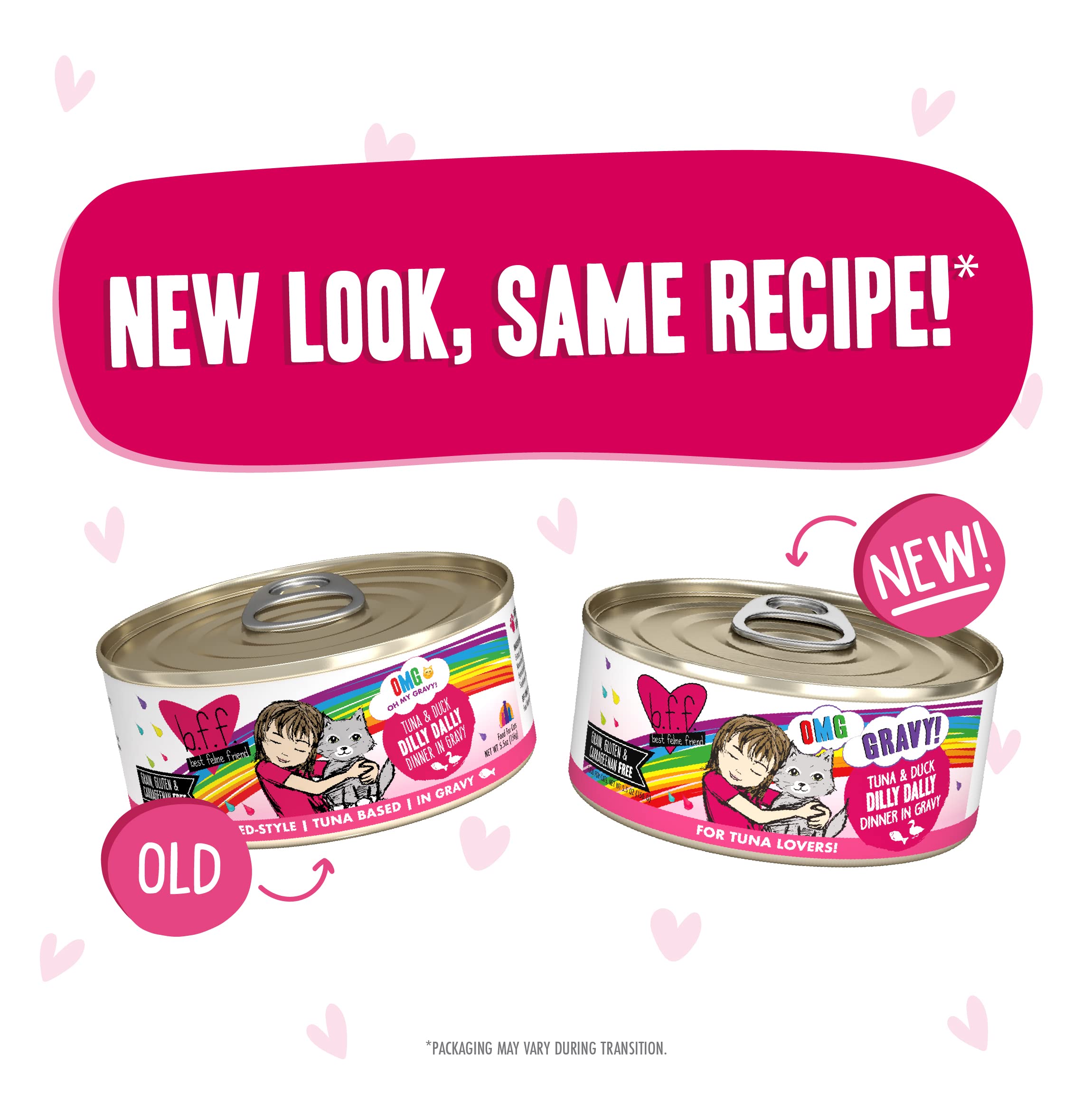 B.F.F. OMG - Best Feline Friend Oh My Gravy!, Tuna & Duck Dilly Dally with Tuna & Duck, 5.5oz Can (Pack of 8)