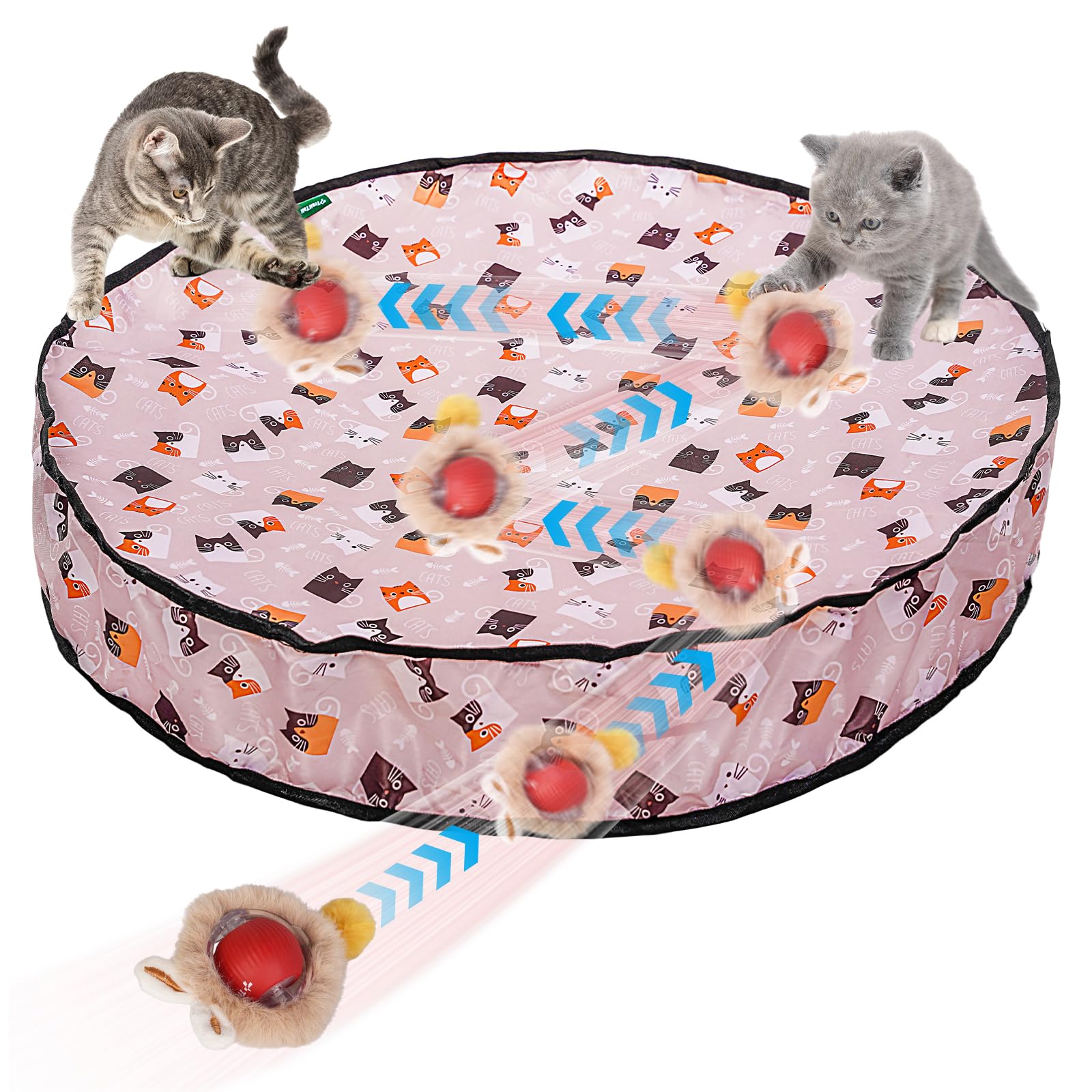 Trail Tail Interactive Cat Toy For Indoor Cats, Rechargeable Kitten Toy For Chasing And Hunting, Hide And Seek Mouse Catching Ga