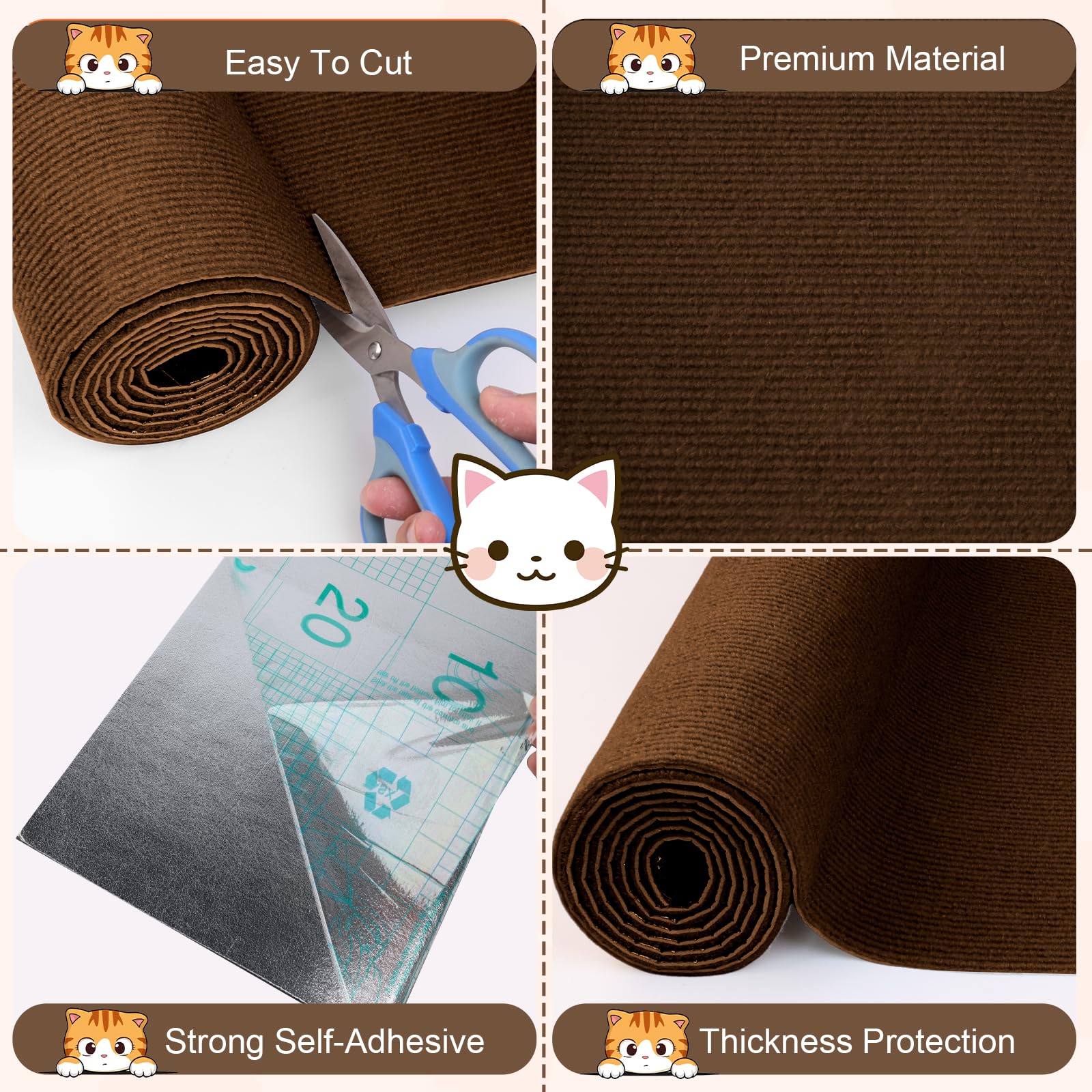 Cat Scratch Furniture Protector 78.7''X15.8'' Cat Scratching Mat, Trimmable Self-Adhesive Cats Claws Scratch Pads, Climbing Scra