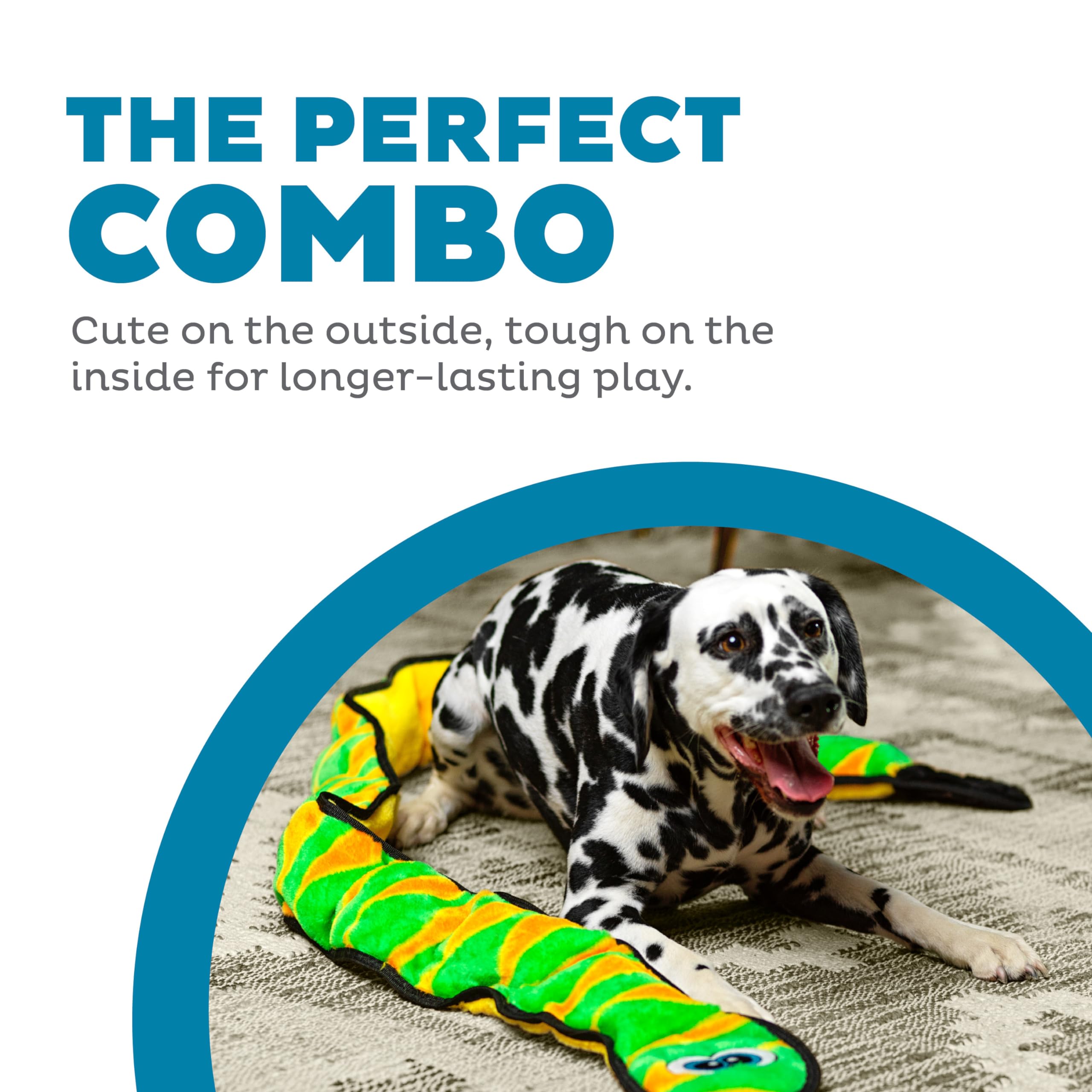 Outward Hound Durablez Tough Plush Squeaky Dog Toy, Snake, Green, Xxl