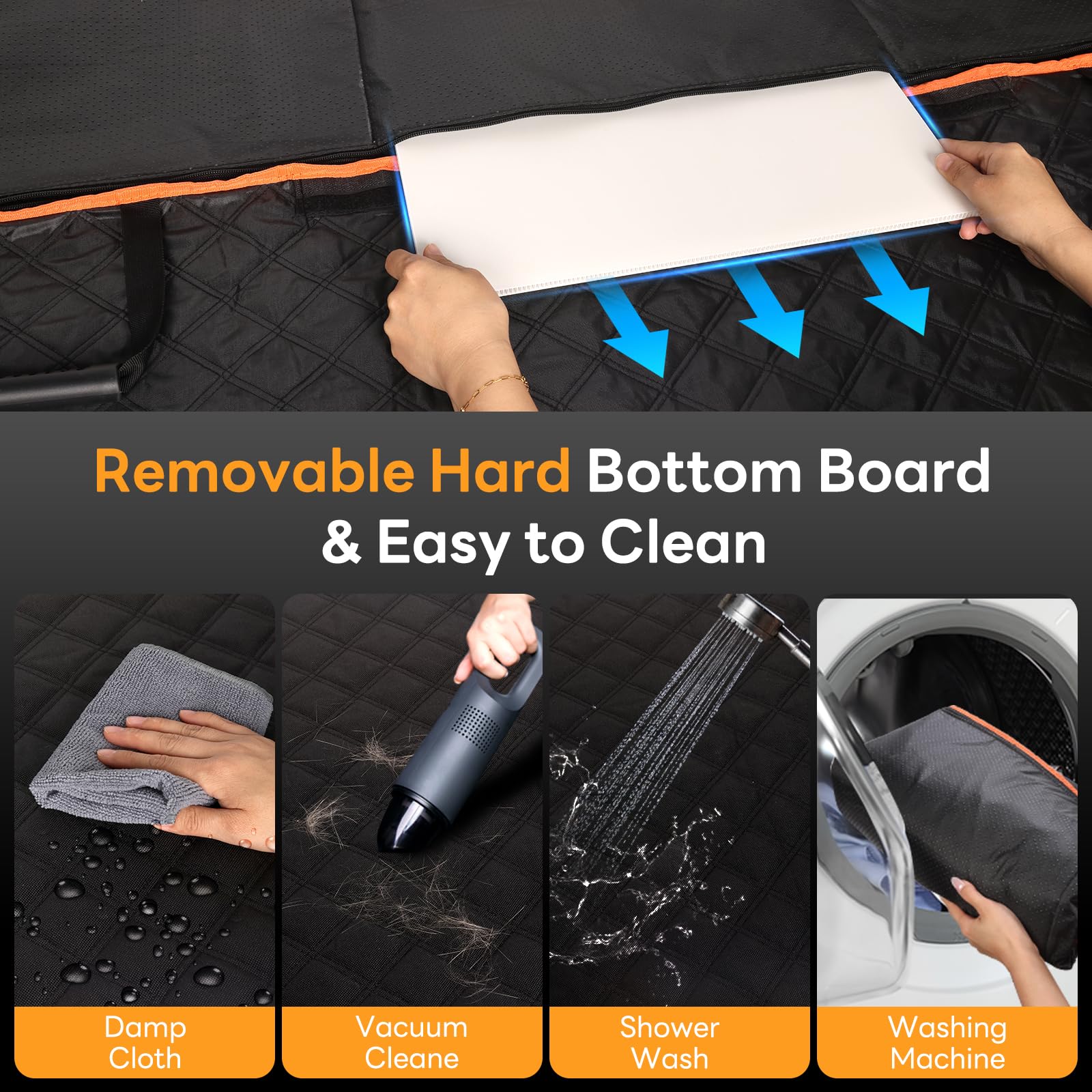 Chioratree Back Seat Extender for Dogs - Hard Bottom,Waterproof Dog Car Seat Cover for Back Seat Holds 450 lbs - Detachable, Scr