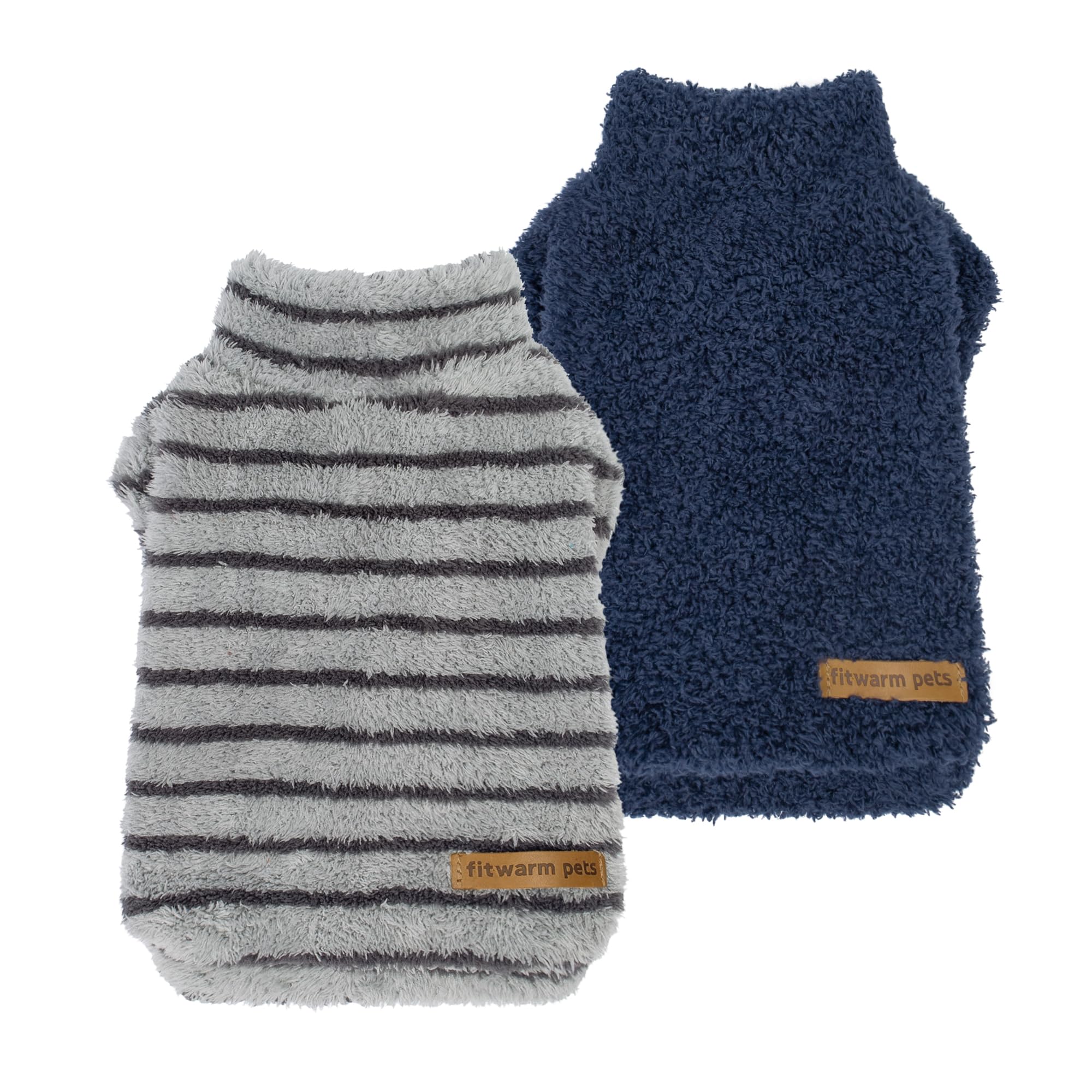 Fitwarm 2 Pack Striped Fleece Dog Sweater, Warm Winter Dog Clothes for Small Dogs Boy Girl, Fuzzy Pet Outfit, Doggy Pullover Jum