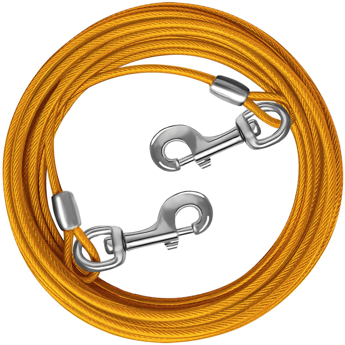 HaiYUAN Dog Tie Out Cable 10/15/20/25/30 FT Dog Runner for Yard Steel Wire Dog Cable with Durable Superior Clips Yellow Dog Chai