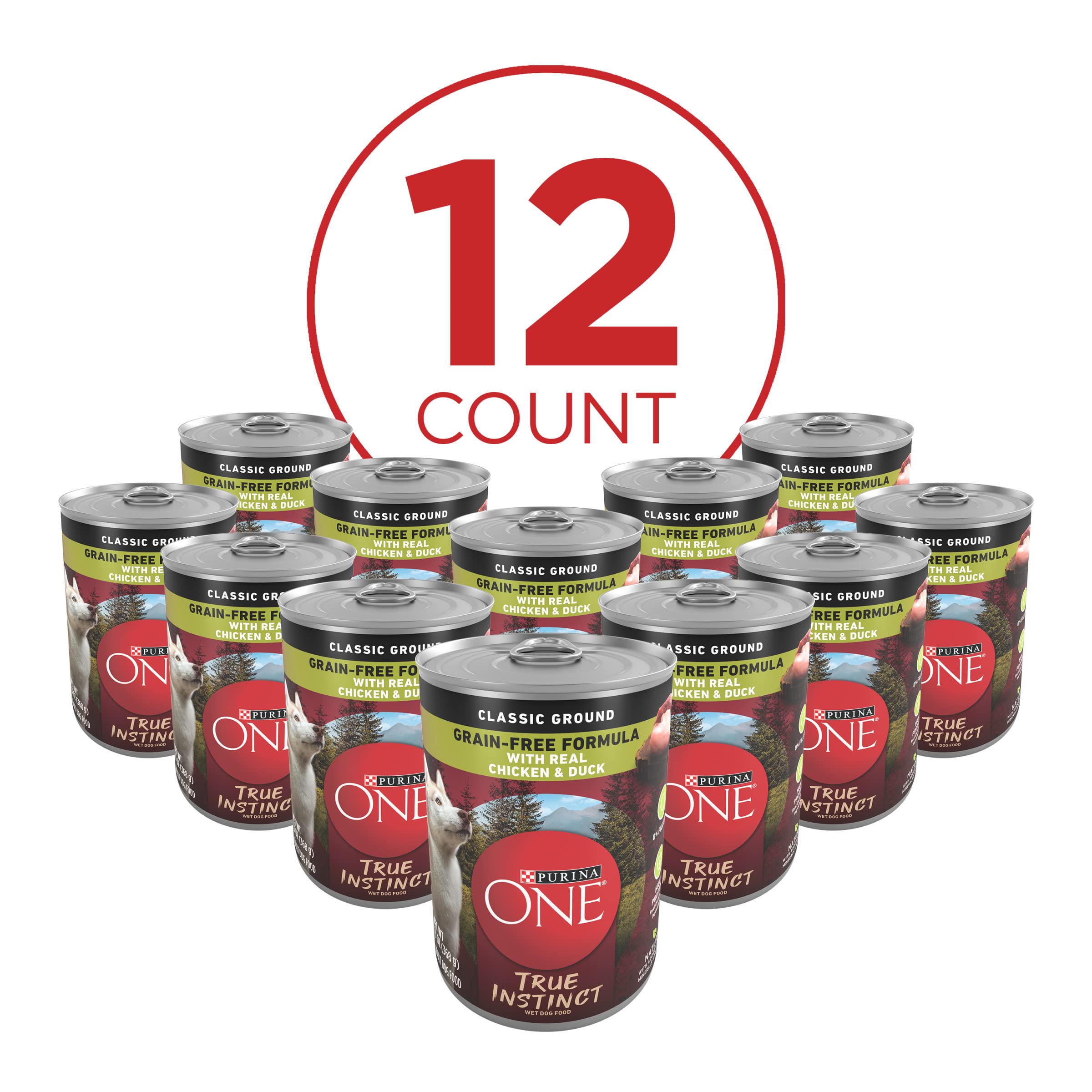 Purina ONE Wet Dog Food True Instinct Classic Ground Grain-Free Formula With Real Chicken and Duck High Protein Dog Food - (Pack