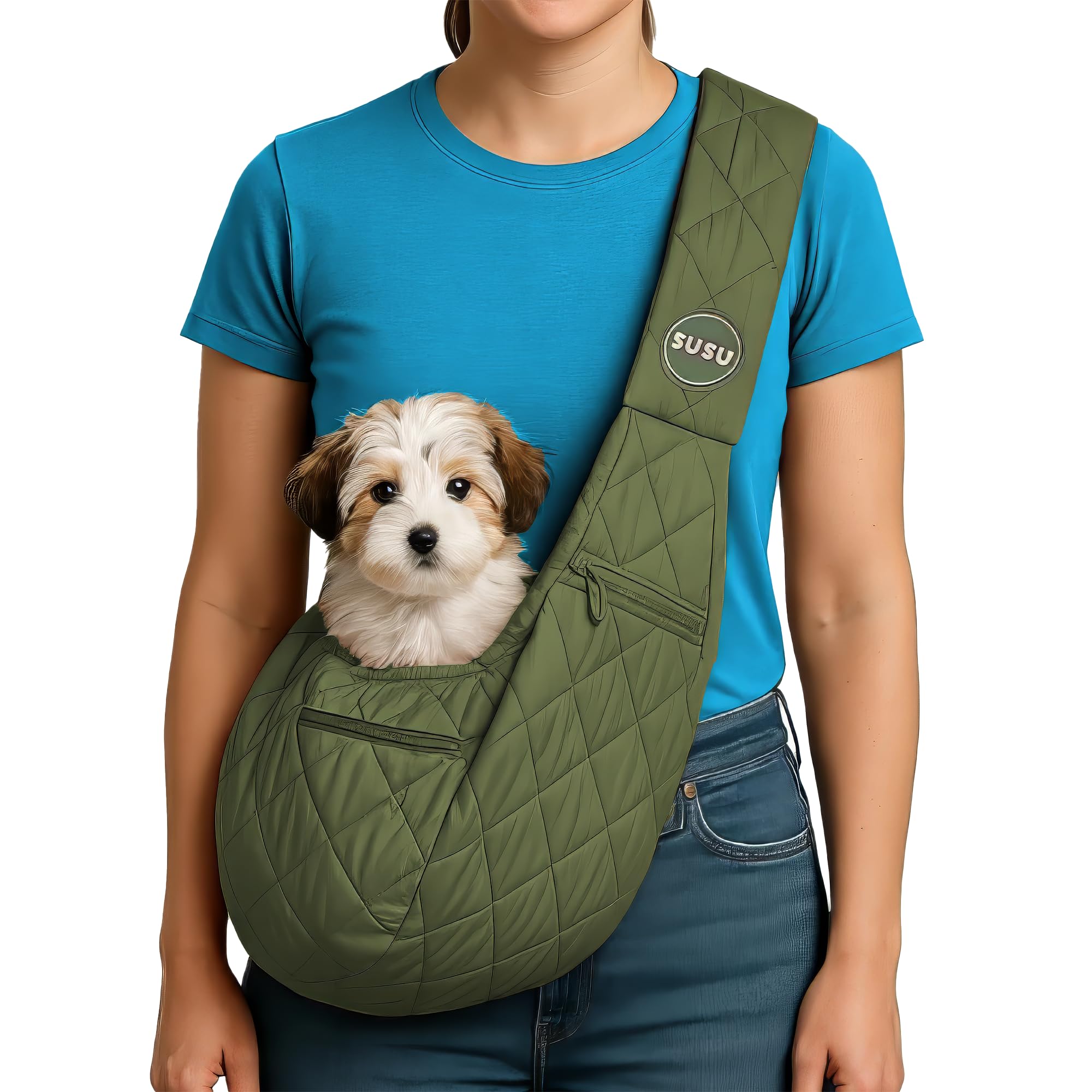 Susu Pet Co. Cat & Dog Carrier Sling - Hands-Free Puppy Sling, Cat Pouch For Small Pets Up To 10 Lbs; Parachute-Grade Nylon, 4 P