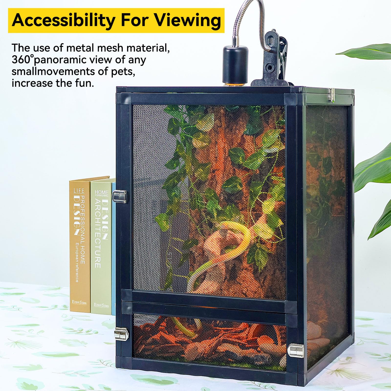 Runduck 13 Gallon 360 Panoramic Foldable Reptile Terrarium Kit: Crested Gecko Tank And Reptile Cage For Superior Ventilation, Ea