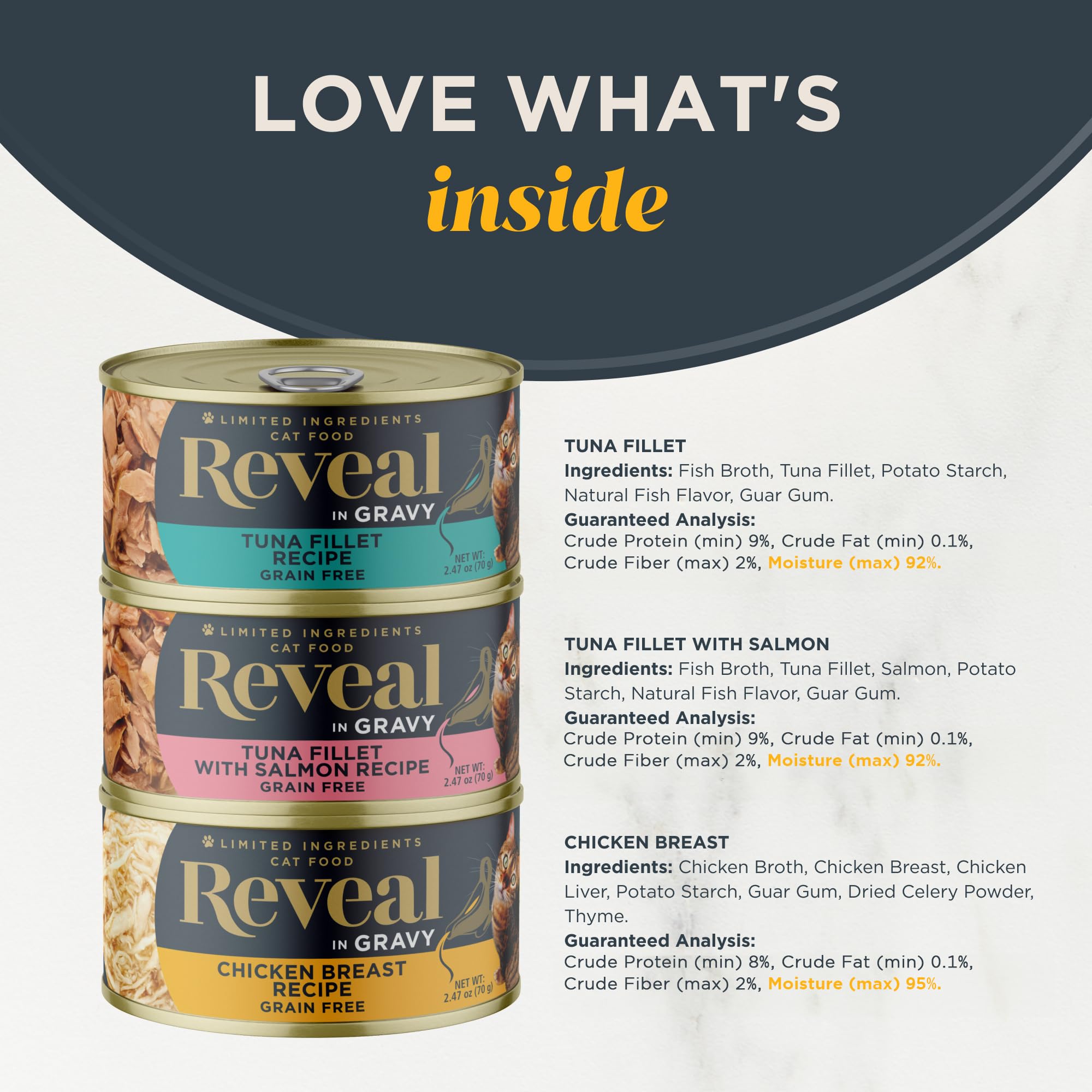 Reveal Natural Wet Cat Food, 12 Count, Grain Free, Limited Ingredient Canned Food for Cats, Fish and Chicken Variety in Gravy, 2