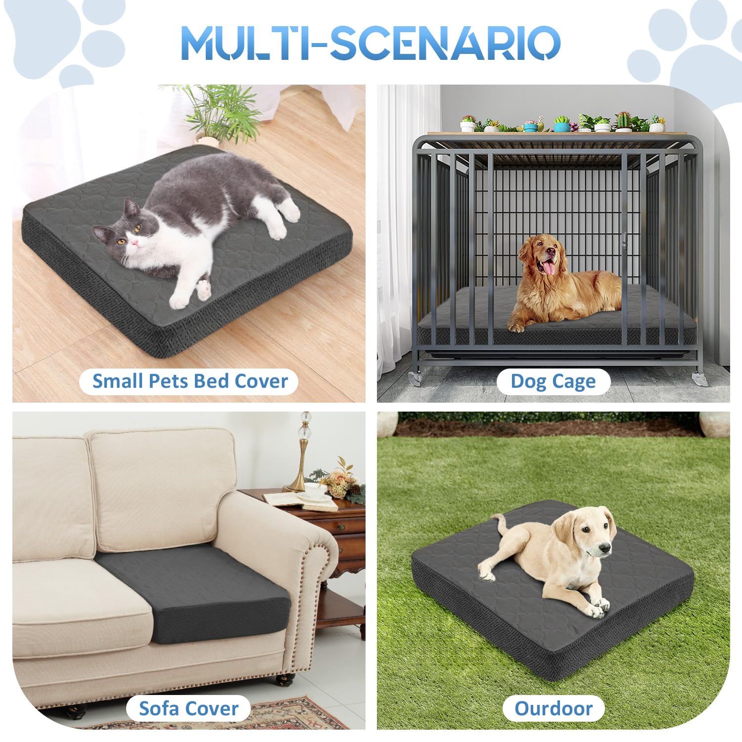 Chhkon Dog Bed Covers Replacement Washable Waterproof Pet Puppy Bed Cover For Dog(Dark Grey,20X15X6 Inch)