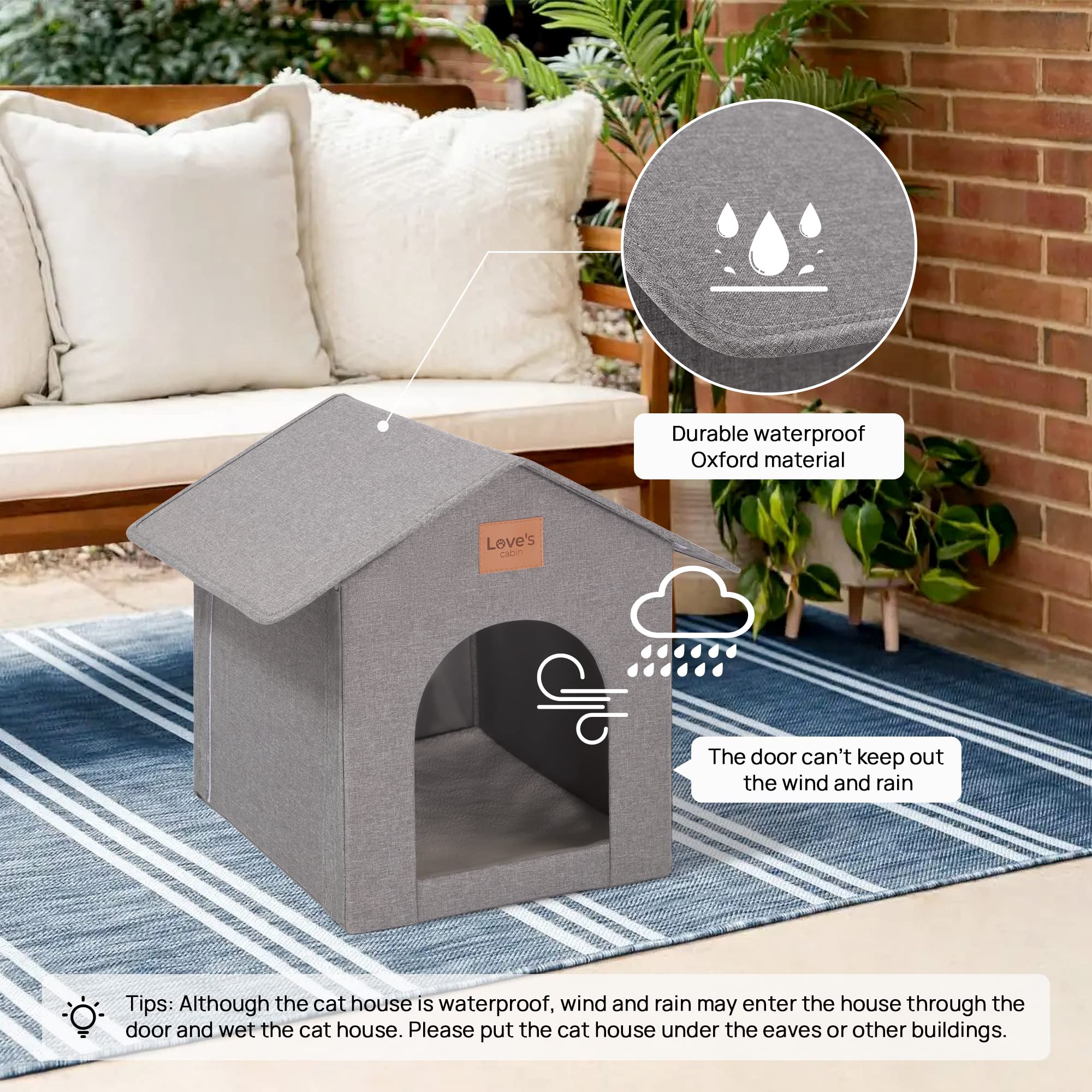 Love'S Cabin Outdoor Cat House Weatherproof, Insulated Feral Cat House Outdoor For Winter, Waterproof Outside Cat House For Outd