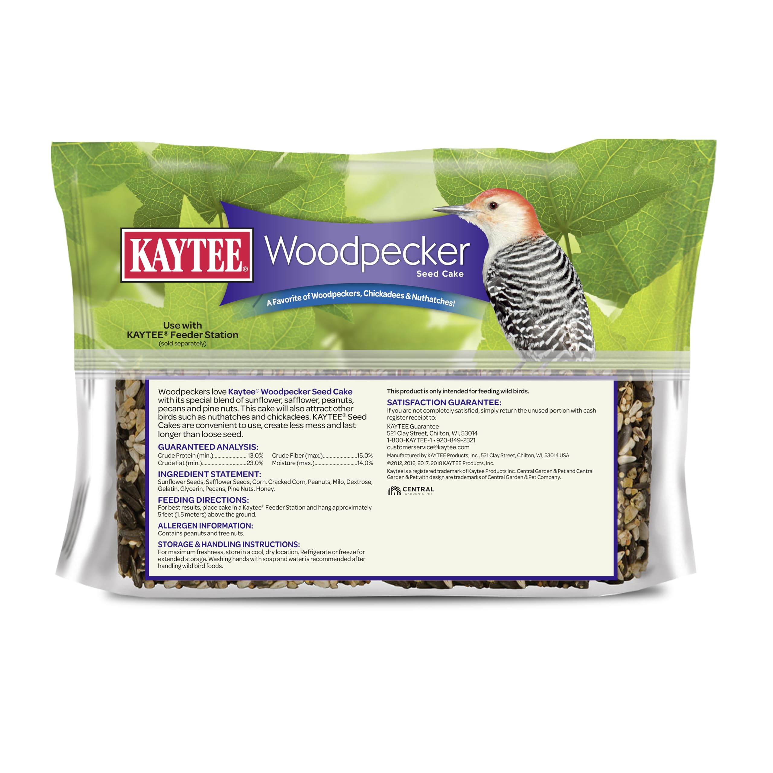 Kaytee Woodpecker Wild Bird Seed Cake 1.85 Pounds 4 Count