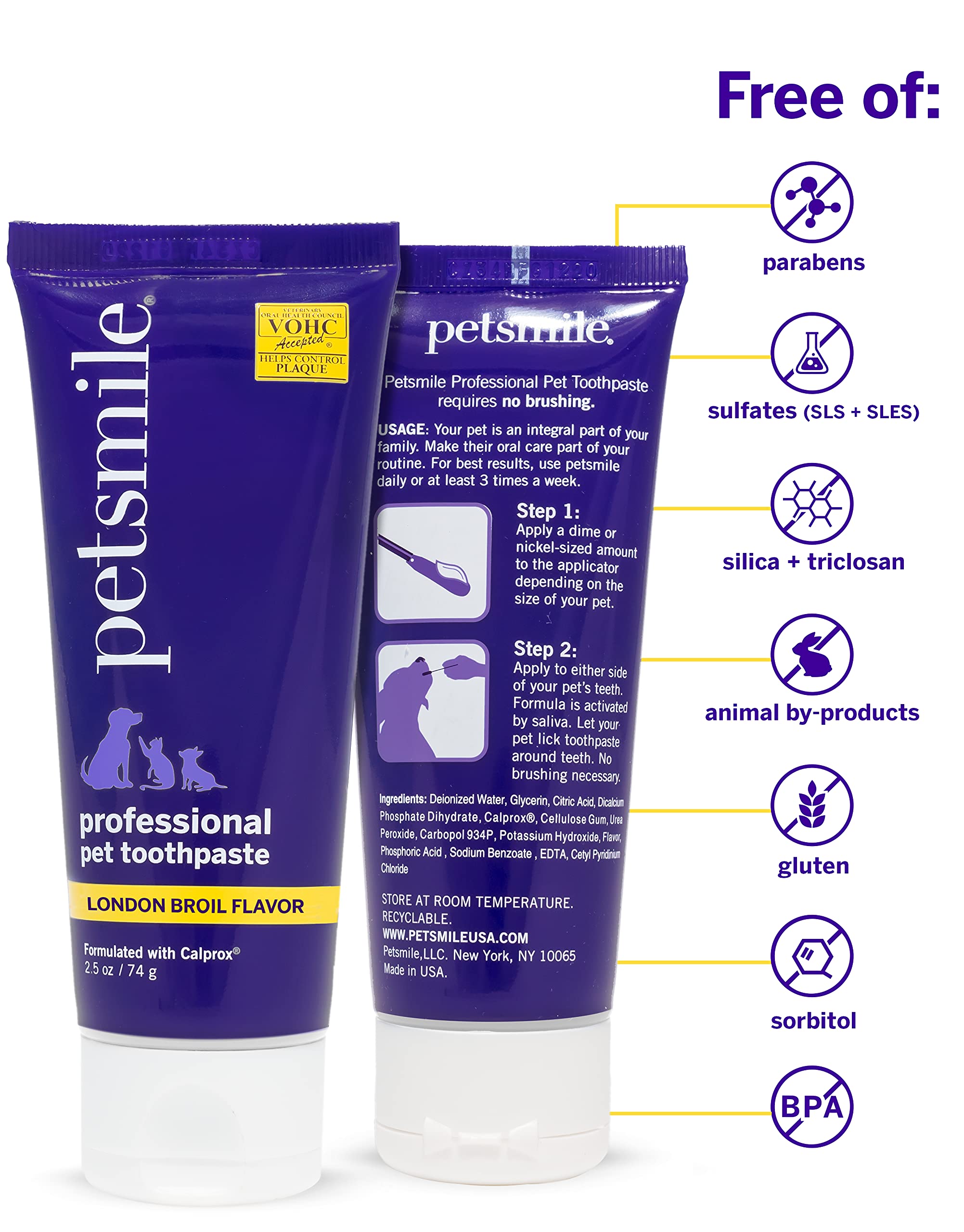 Petsmile Professional Pet Toothpaste - Cat & Dog Teeth Cleaning Supplies - Controls Plaque, Tartar, & Bad Breath - VOHC Accepted