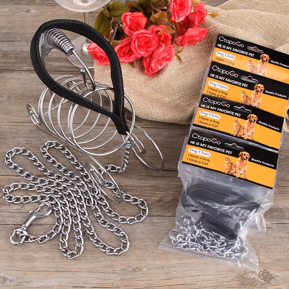 Ctopogo Heavy Duty Dog Leash,Metal Dog Leash Dog Chain With Padded Handle For Large & Medium Size Dogs (4 Ft. X 3.0 Mm (0-80 Lbs.))