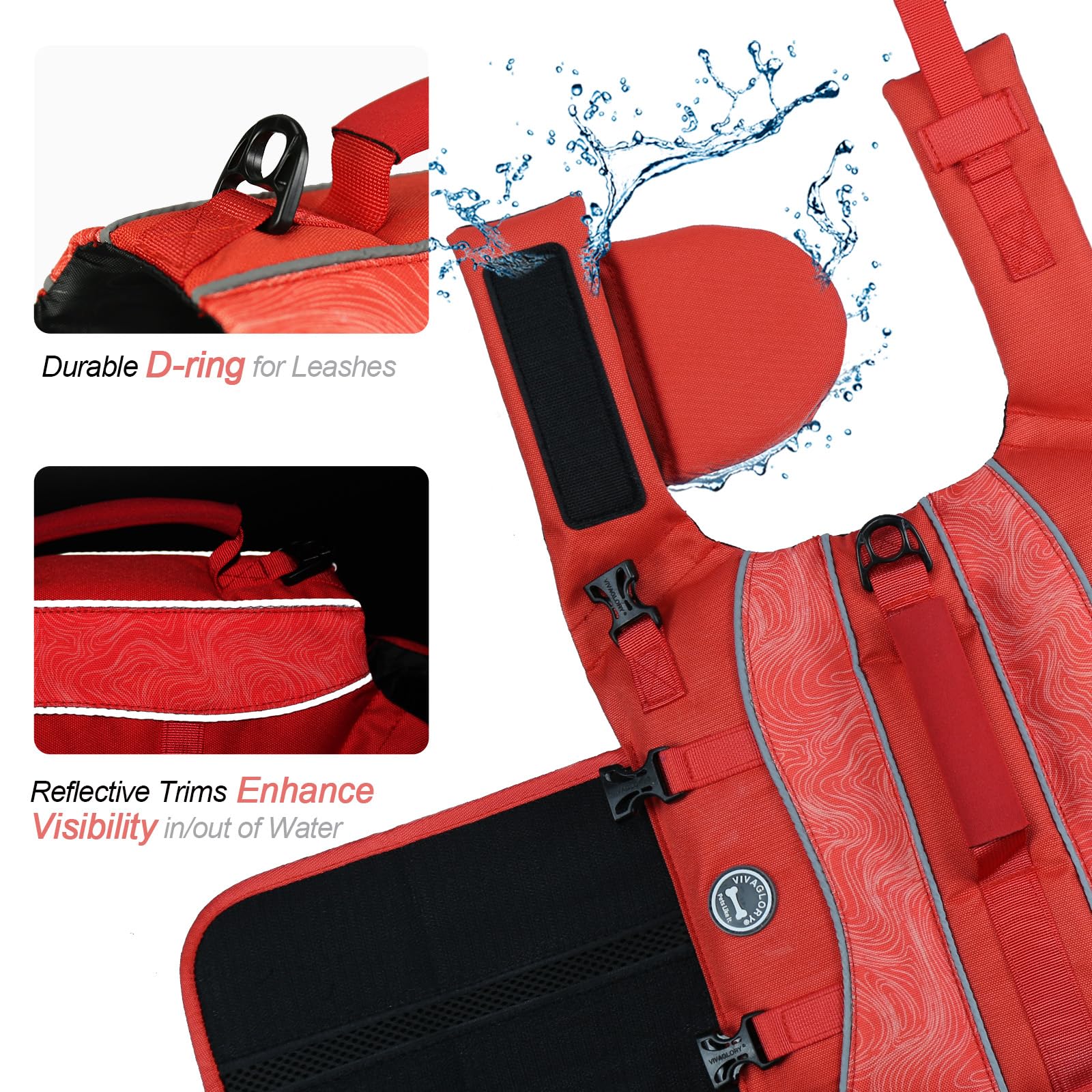Vivaglory Dog Life Jacket With Removable Front Float, Life Vest With Reflective Trims & Extra Padding For Swimming & Boating, Re
