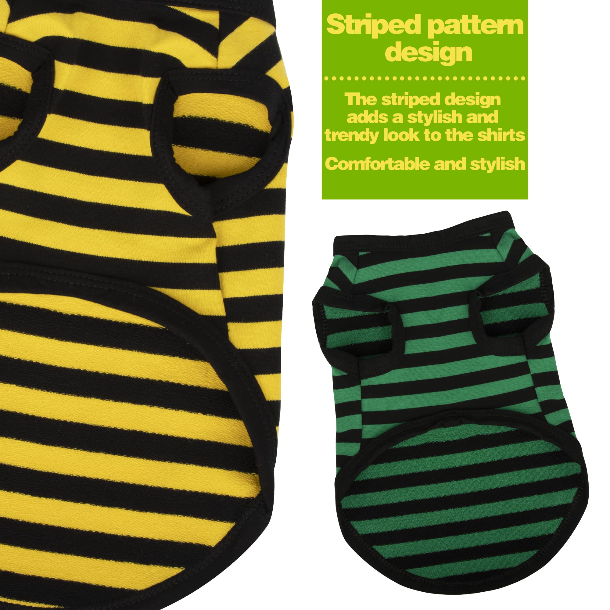 Paiaite Striped Shirt For Dogs - Happy Color Cotton Sleeveless Puppy Shirts, Breathable Pet Apparel Tank Top, Colorful Sweatshir