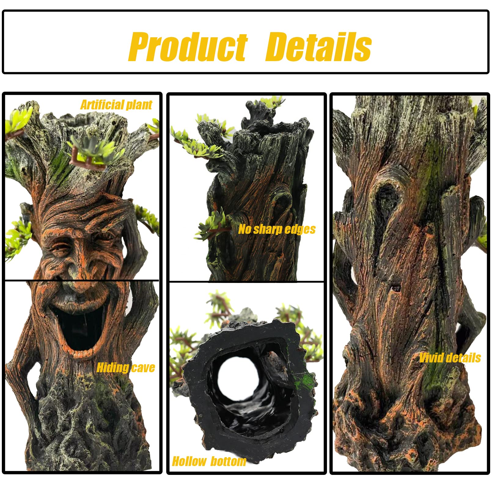 Tfwadmx Fish Tank Tree Trunk Decoration Accessories Aquarium Tree Statue Hollow Stump Root Branch Hideout Freshwater Saltwater O