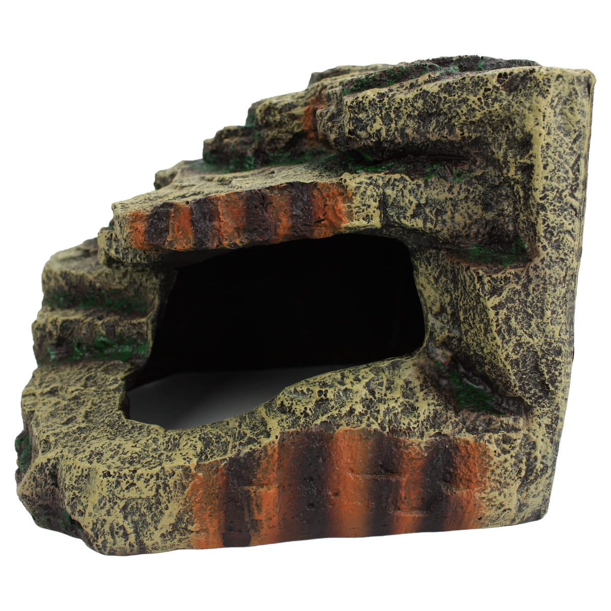 Komodo Reptile Terrarium Resin Turtle Hideaway Corner Hut | Easy To Clean Under Water Aquarium Or Dry Habitat Decoration Accessory & Reptile Hide | Medium