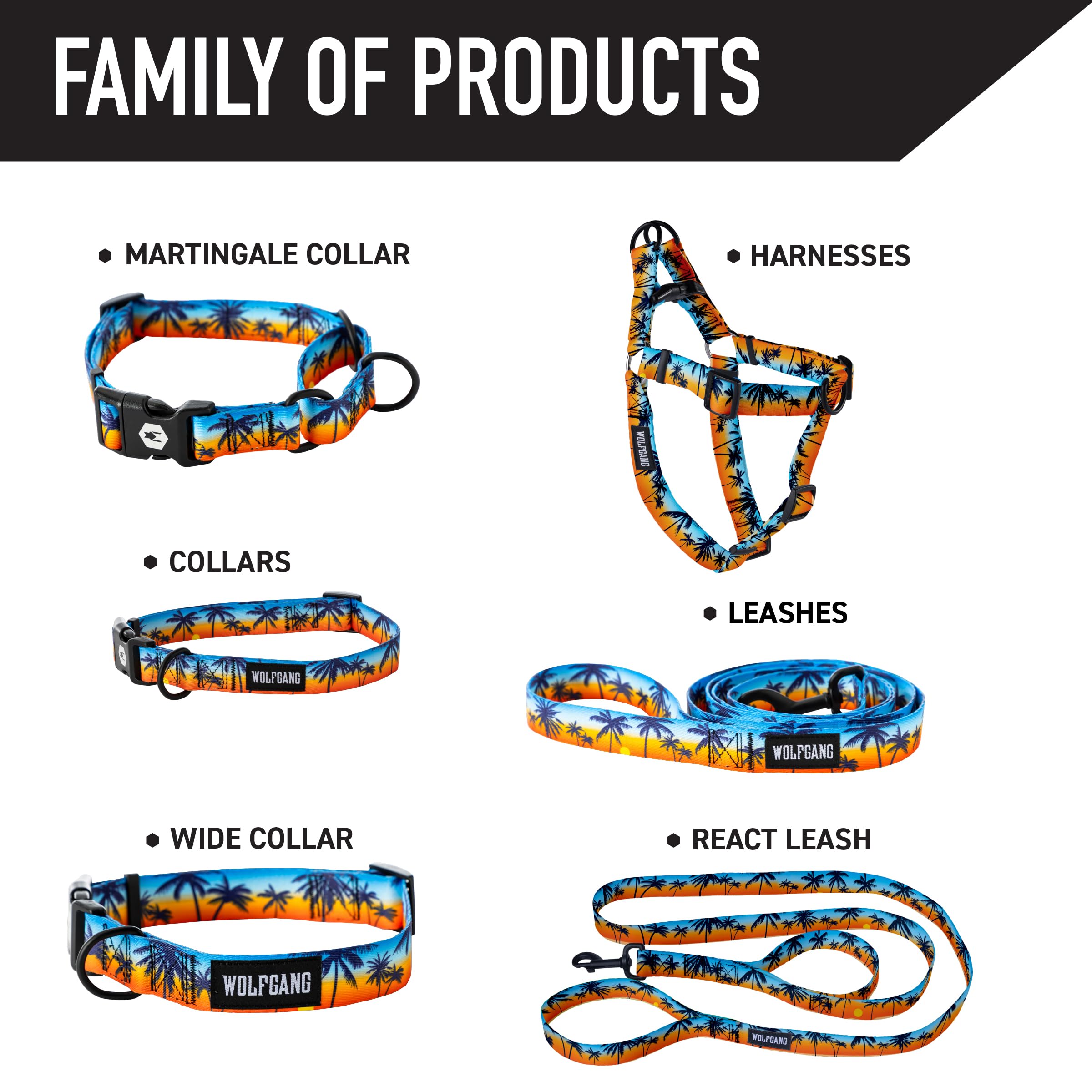 Wolfgang Heavy Duty, Adjustable Dog Collar with Quick Release Nylon Buckle for Walking & Training, SunsetPalms Print, Small