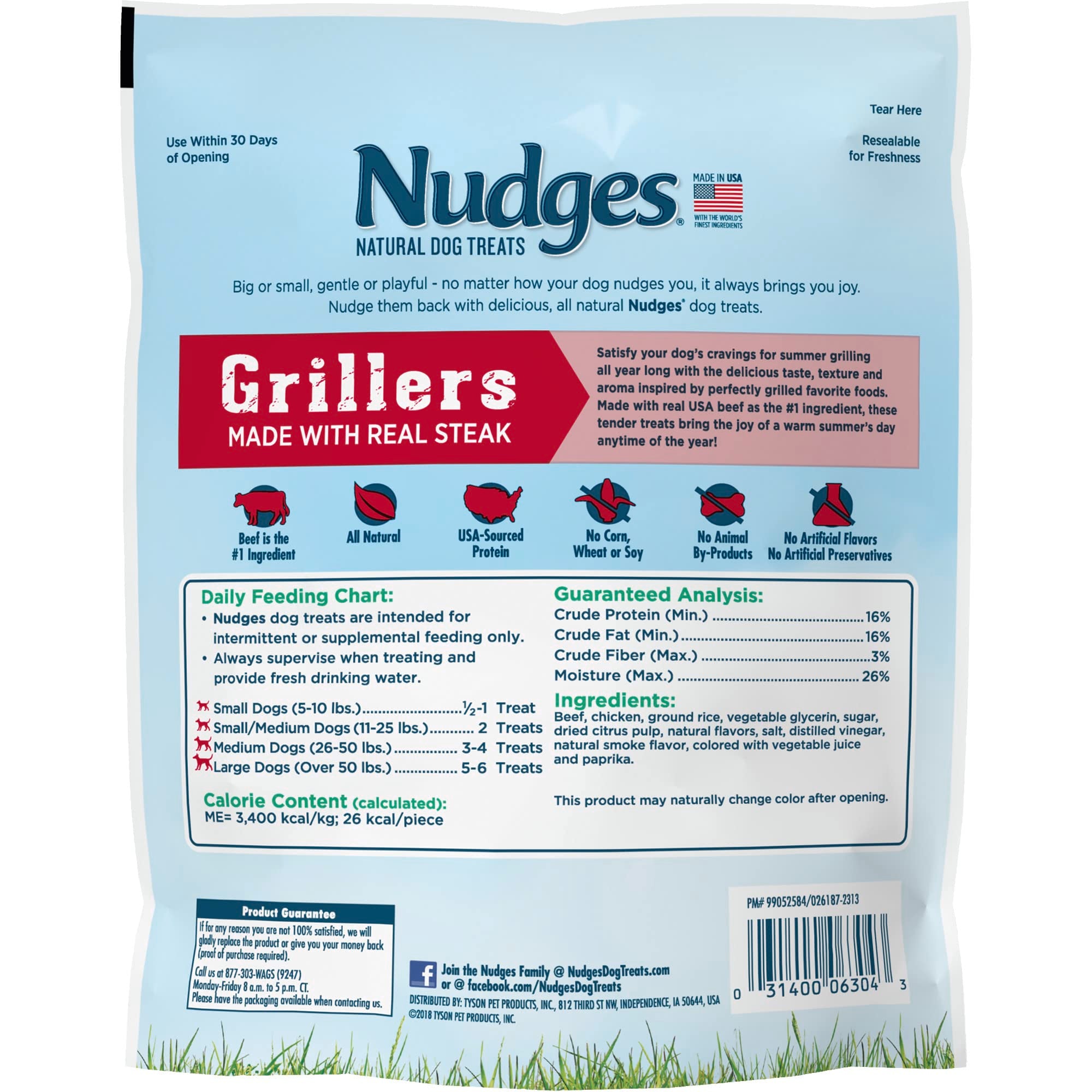 Blue Buffalo Nudges Grillers Natural Dog Treats, Steak, 10oz Bag