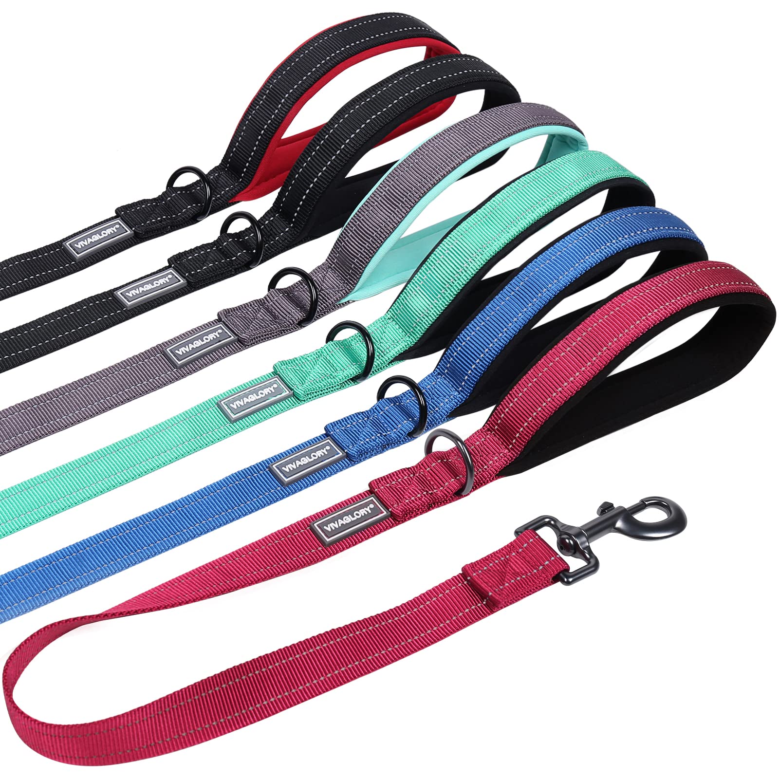 Vivaglory Short Dog Leash For Medium & Large Dogs, 24Inch, Red