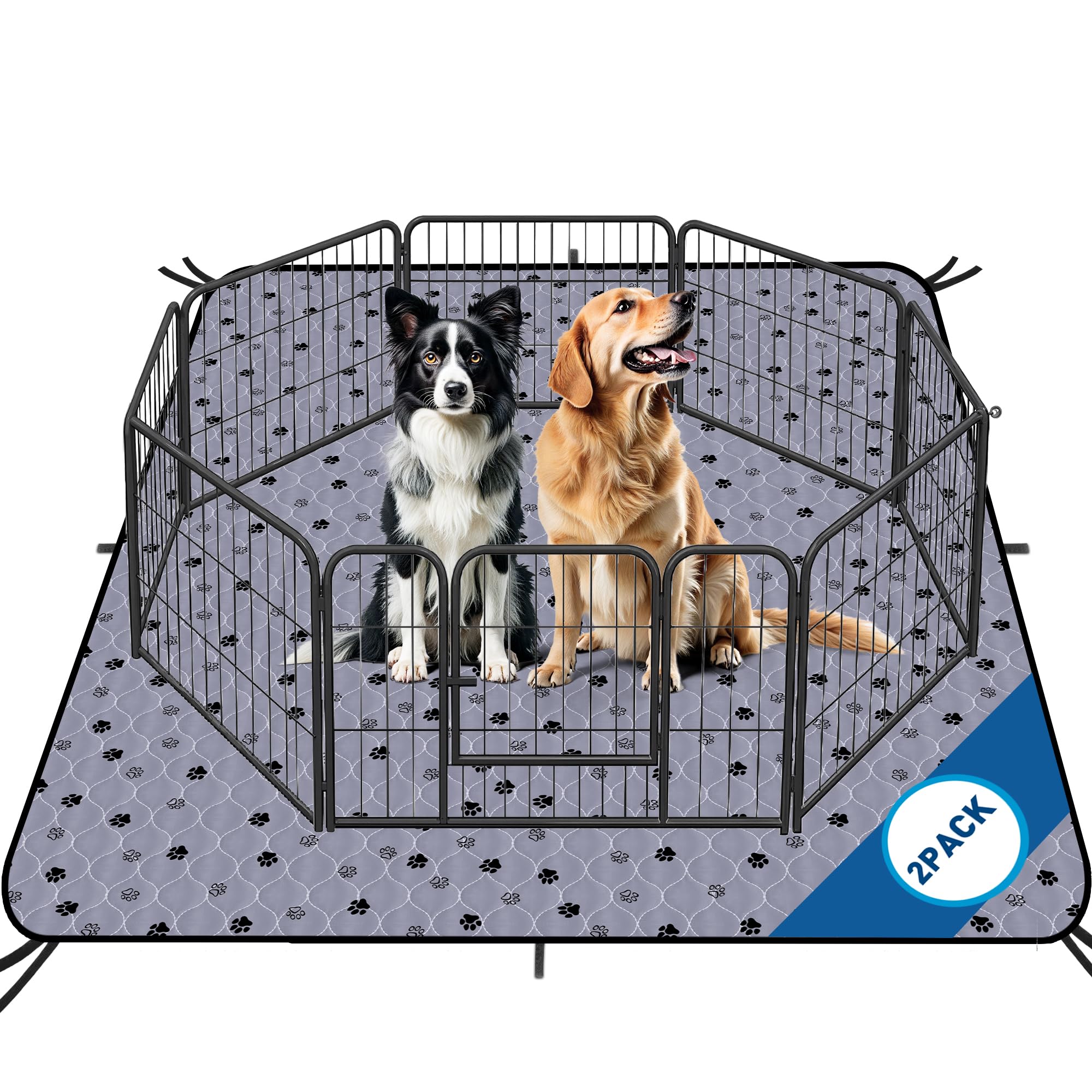 Fostanfly Washable Pee Pads for Dogs, 72x72-2 Pack Extra Large Reusable Potty Pads for Floor, Non-Slip Waterproof Pet Playpen Ma