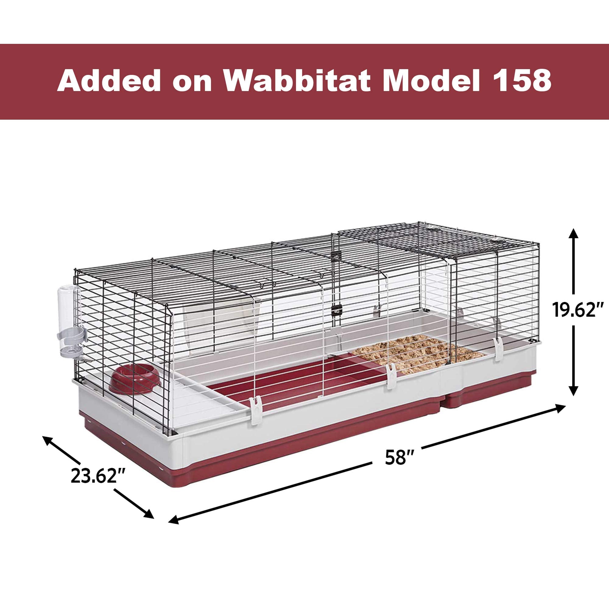 Midwest Homes For Pets Rabbit Cage Wire Extension | Extension Fits Midwest Models 158 & 158Xl, 158Wex, Maroon/White (Wire Extension Only)