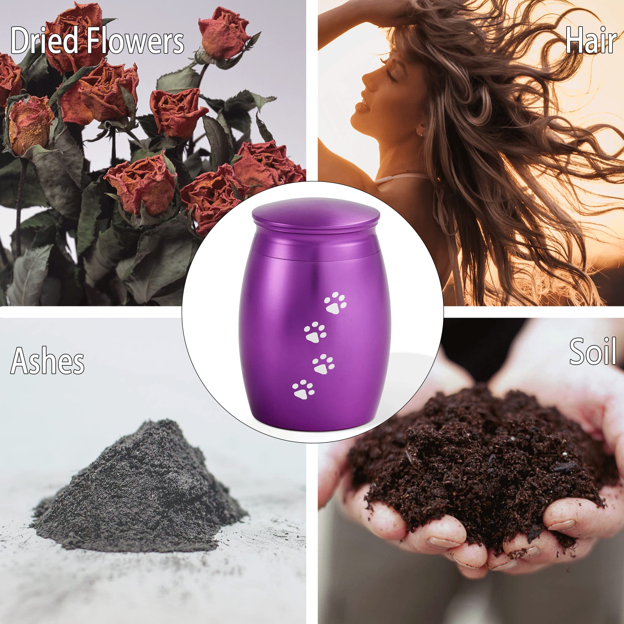 Lines Arte Small Cremation Urns For Dog Or Cats Ashes,2.67 Inches Mini Puple Keepsake Urns For Pet Ashes With Paw Print