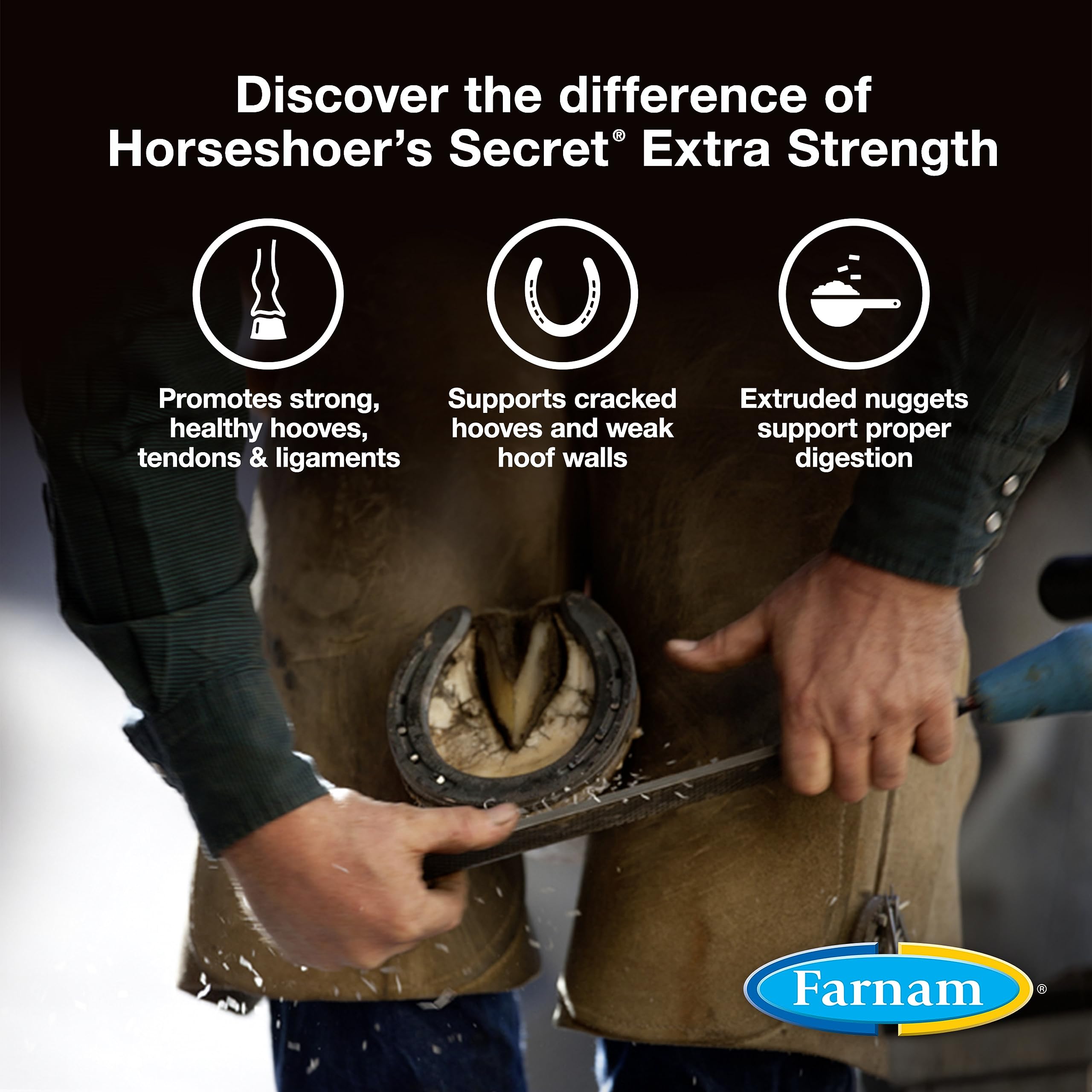 Farnam Horseshoers Secret Extra Strength Hoof Supplements & Connective Tissue Supplement, Promotes Strong, Healthy Hooves, Tend